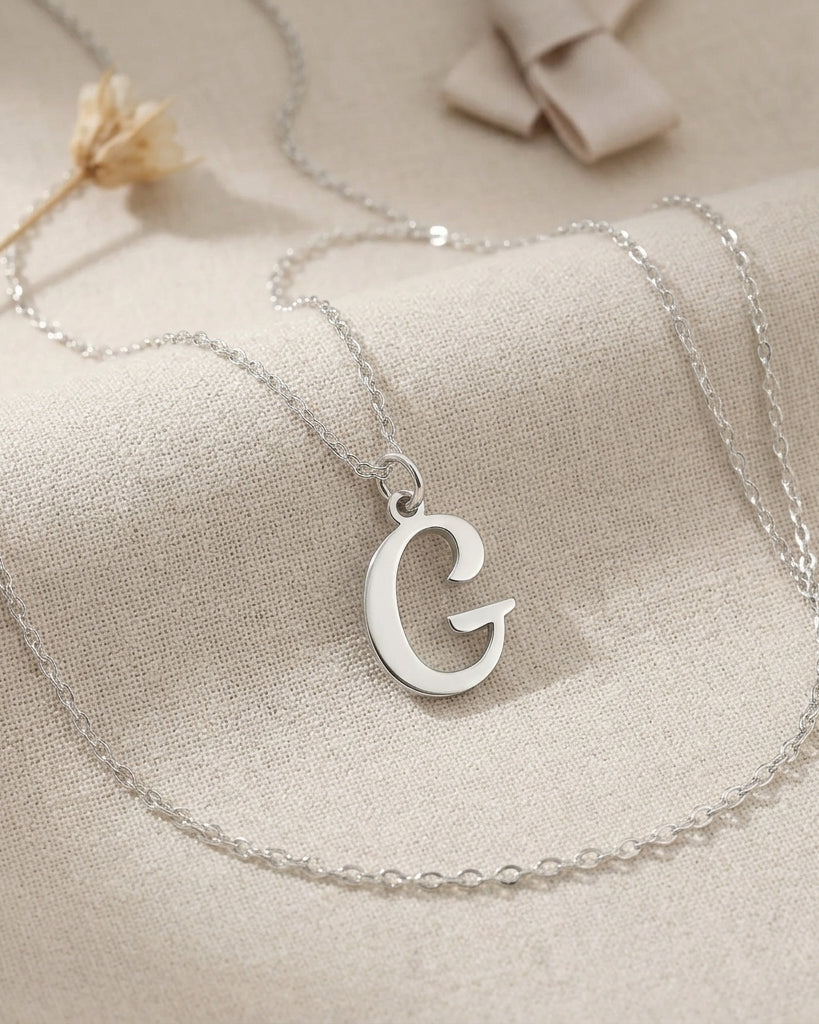 G Necklace | Initial & Letter G Pendant, Gold & Silver