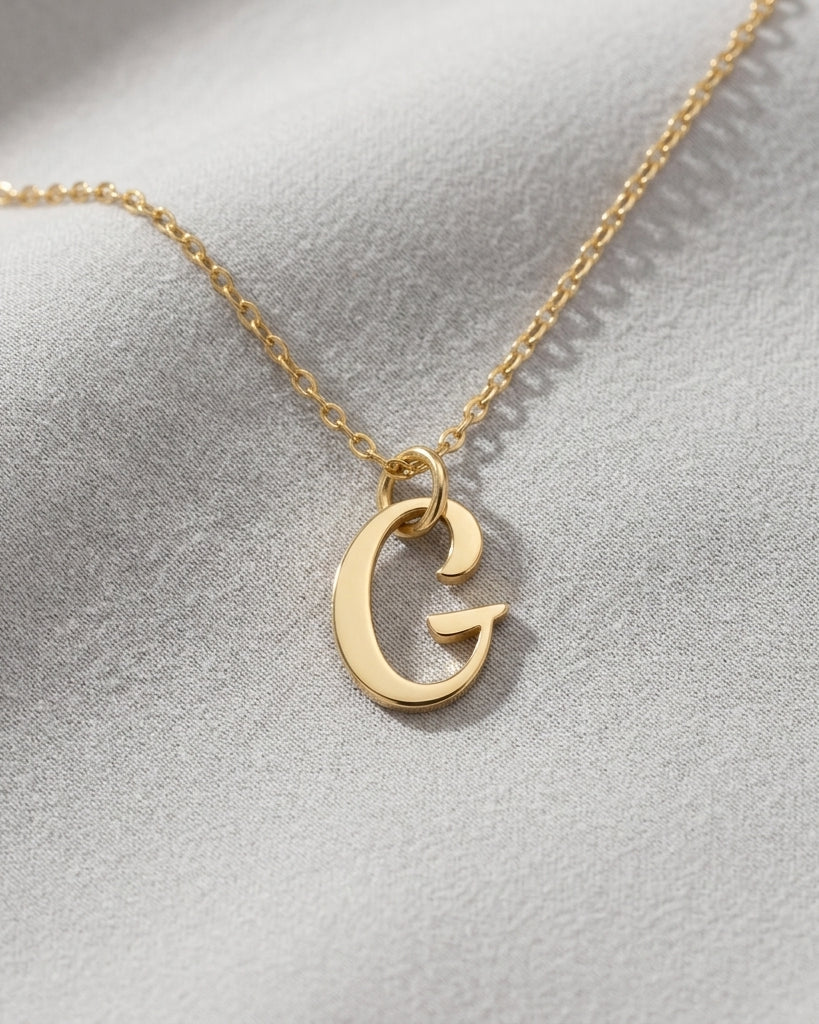 G Necklace | Initial & Letter G Pendant, Gold & Silver