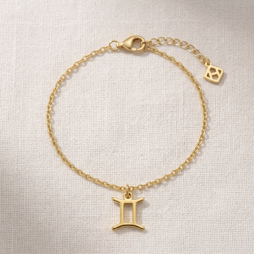 Gemini Zodiac Bracelet | Star Sign Charm, Gold & Silver