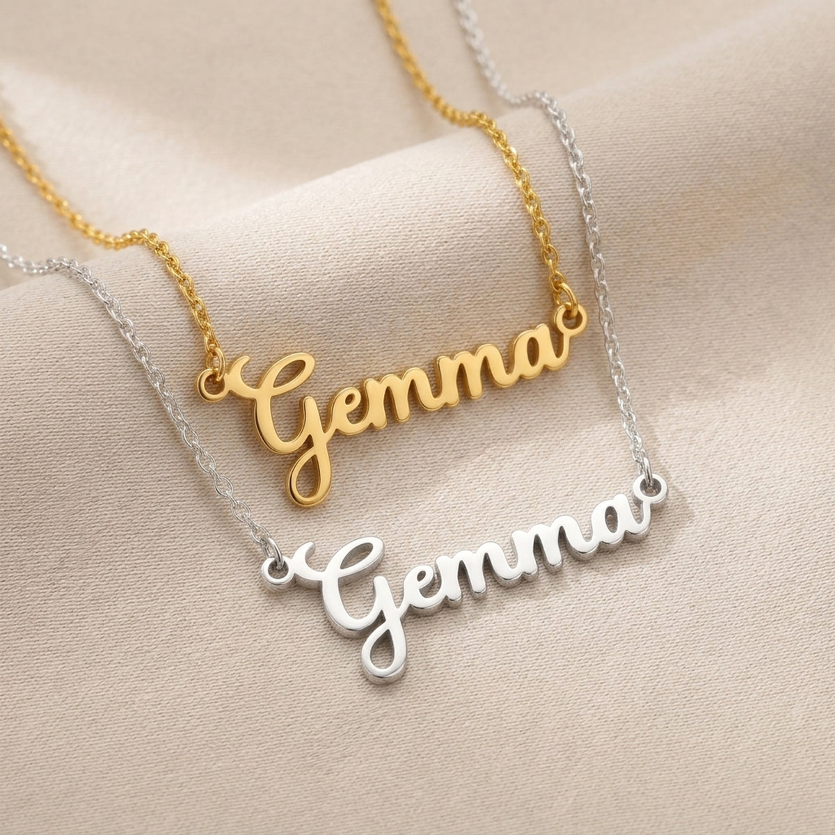 Gemma Name Necklace | 18ct Gold, Silver & Vermeil | Ready to Ship