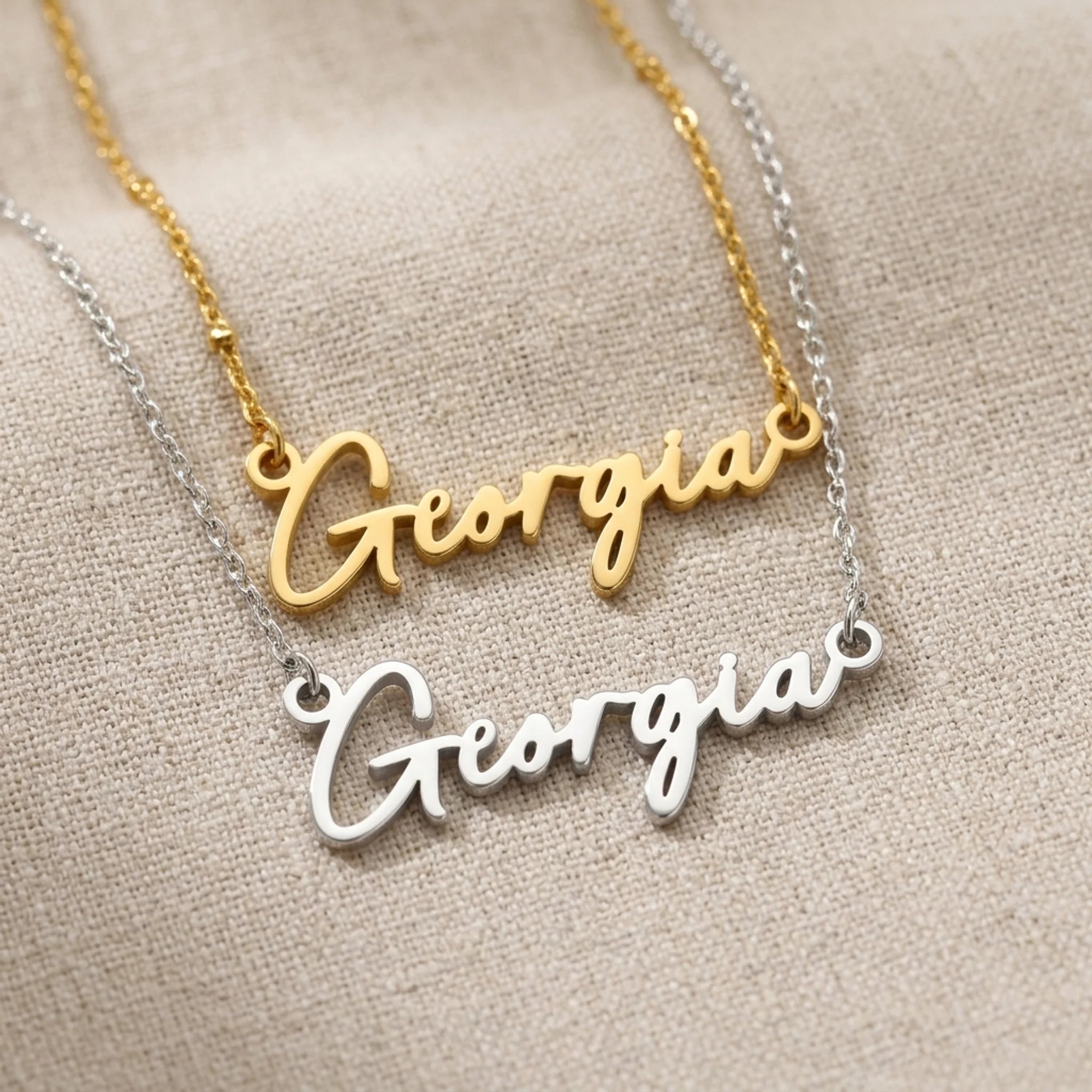 Georgia Name Necklace | 18ct Gold, Silver & Vermeil | Ready to Ship