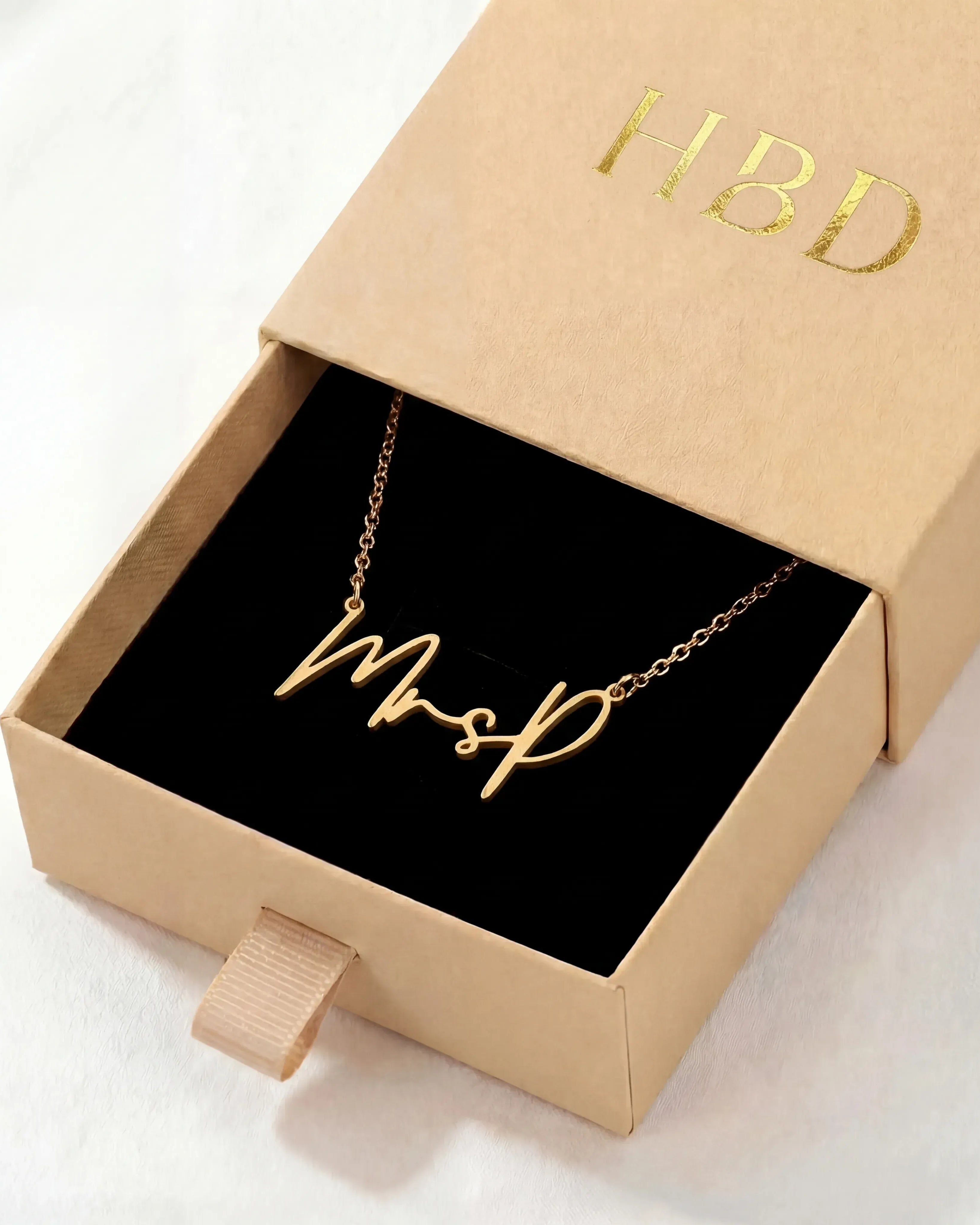 Gift Box "Mrs" Necklace Bride To Be Gift Box Set HBD Mrs Bride-To-Be Gift Box Set – Personalised Necklace, Matching Earrings & Chocolates