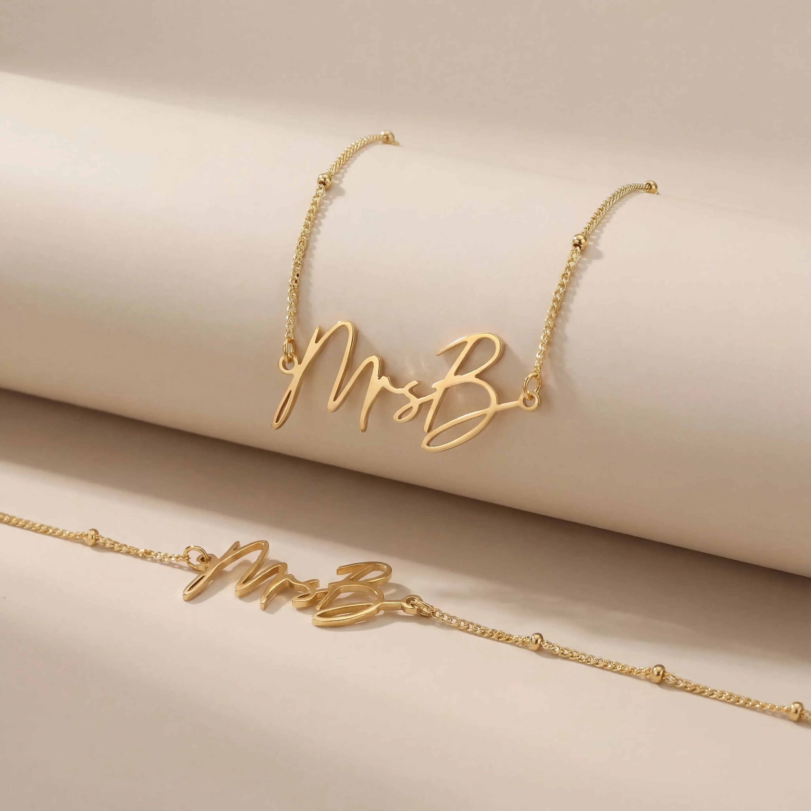 Personalised Mrs Jewellery Set - Necklace, Bracelet & Earrings