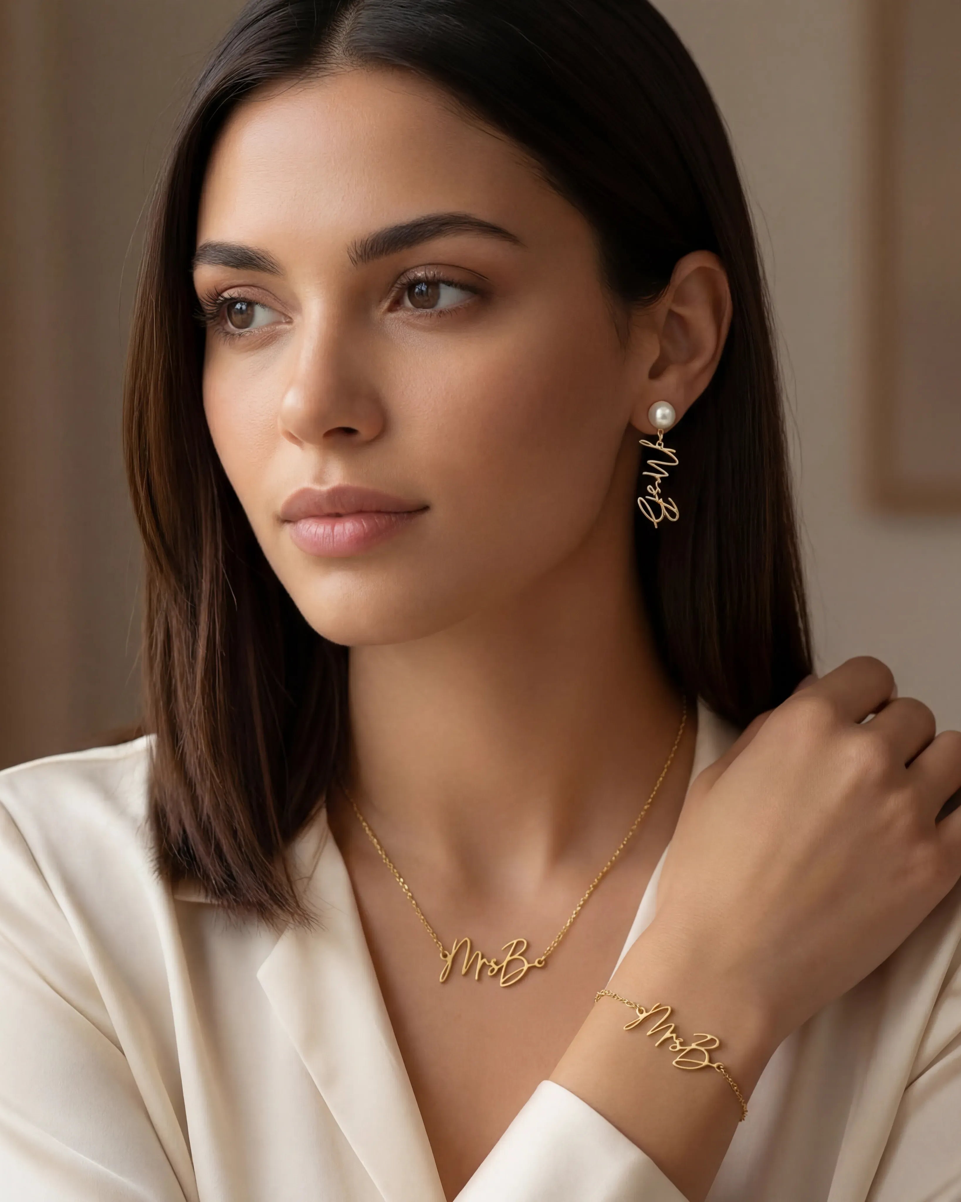 Gift Box "Mrs" Necklace Bride To Be Gift Box Set HBD Mrs Bride-To-Be Gift Box Set – Personalised Necklace, Matching Earrings & Chocolates