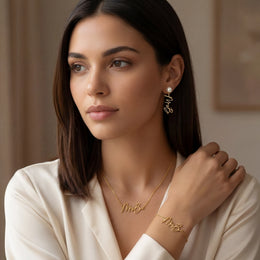 Personalised Mrs Jewellery Set - Necklace, Bracelet & Earrings