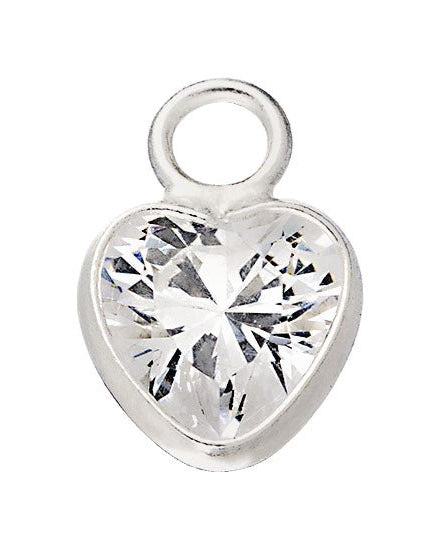 Charm Silver Crystal Heart Premium Charm Gigi & Maple Silver Crystal Heart Charm – Sterling Silver Crystal Pendant for Jewellery