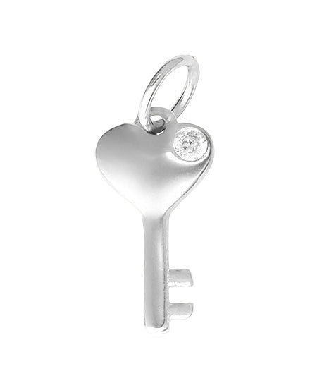 Charm Silver Key Premium Charm Gigi & Maple Silver Key Charm – Sterling Silver Pendant with Crystal Accent