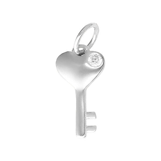 Charm Silver Key Premium Charm Gigi & Maple Silver Key Charm – Sterling Silver Pendant with Crystal Accent