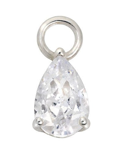 Charm Silver Teardrop Premium Charm Gigi & Maple Silver Teardrop Charm – Sterling Silver Pendant with Clear Crystal