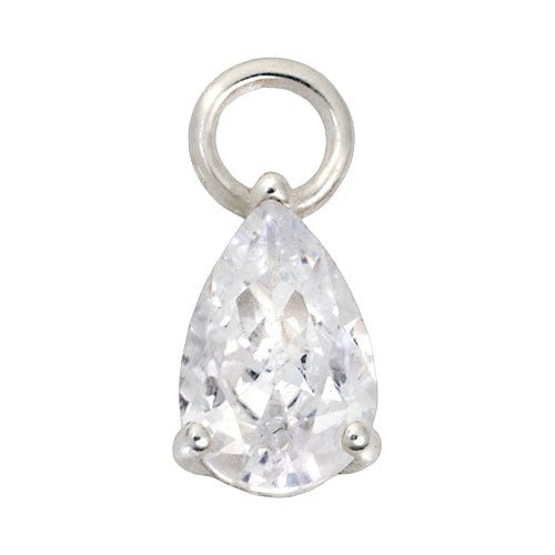 Charm Silver Teardrop Premium Charm Gigi & Maple Silver Teardrop Charm – Sterling Silver Pendant with Clear Crystal