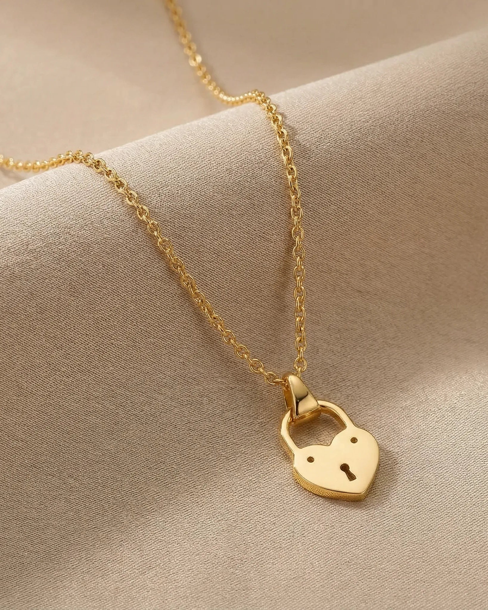 18ct Gold / Style 1 / 16–18" with 2" extender Necklace Heart Lock Pendant Necklace by G&M Gigi & Maple Heart Lock Necklace in Vermeil, Gold or Silver – Padlock Pendant by Gigi & Maple