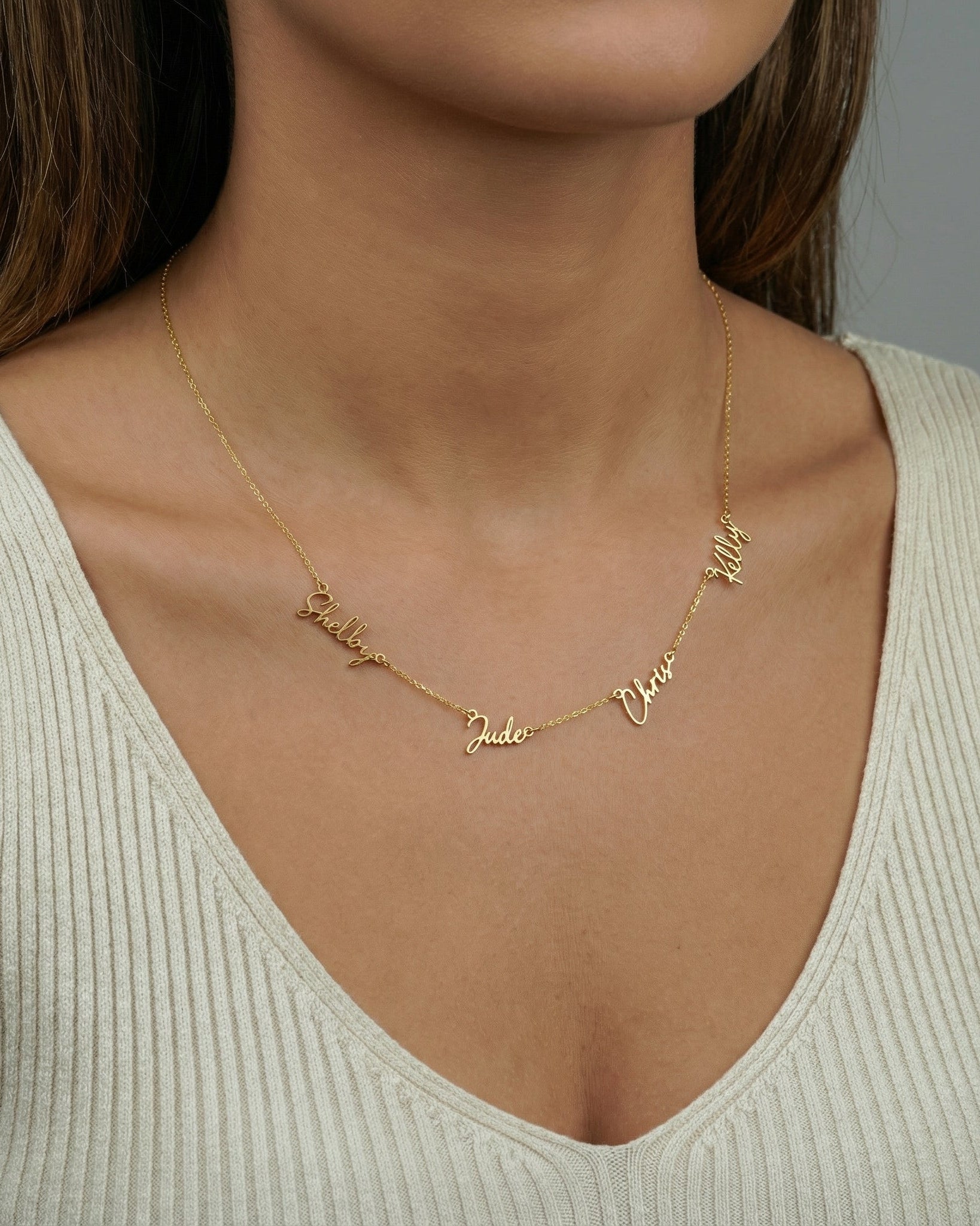 Necklace Multi Name Necklace by G&M Gigi & Maple Personalised Multi-Name Necklace – 1 to 5 Custom Names in Gold, Silver or Vermeil by Gigi & Maple