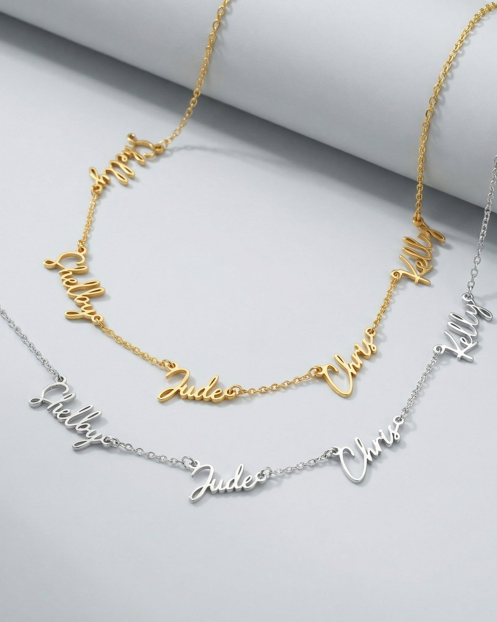 Necklace Multi Name Necklace by G&M Gigi & Maple Personalised Multi-Name Necklace – 1 to 5 Custom Names in Gold, Silver or Vermeil by Gigi & Maple