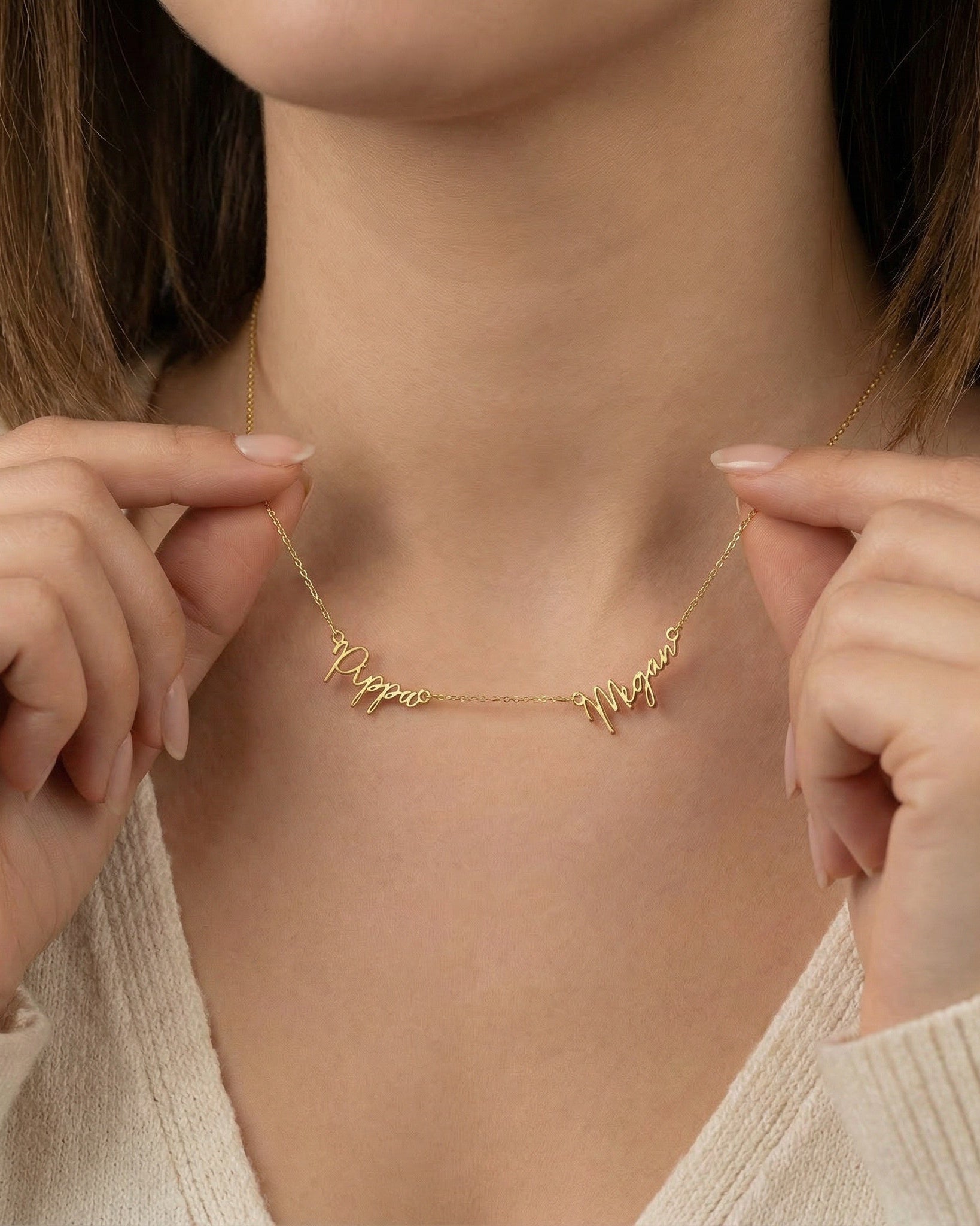 Necklace Multi Name Necklace by G&M Gigi & Maple Personalised Multi-Name Necklace – 1 to 5 Custom Names in Gold, Silver or Vermeil by Gigi & Maple