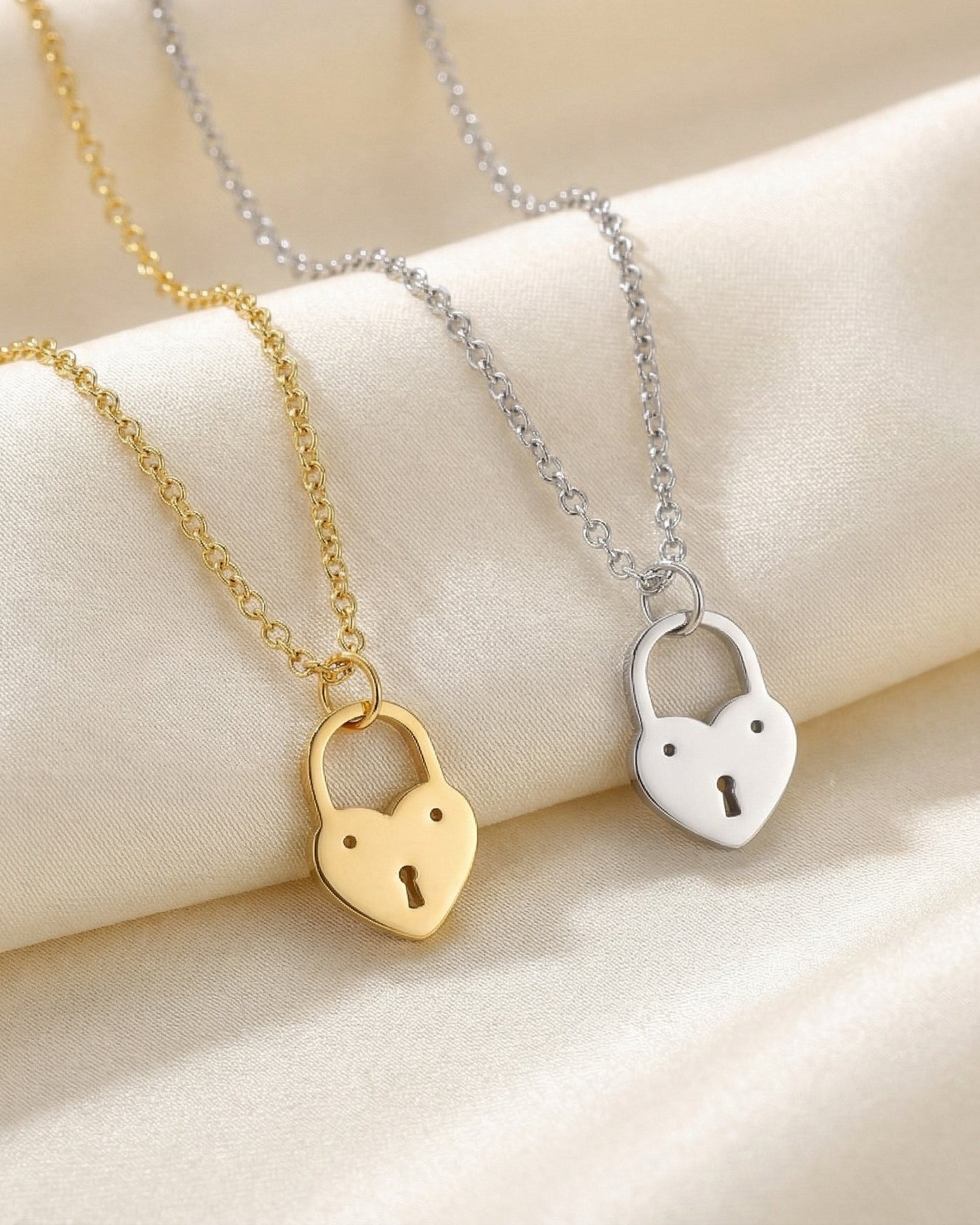 Gigi & Maple Necklace Vermeil / Style 1 / 16–18" with 2" extender Heart Lock Pendant Necklace by G&M
