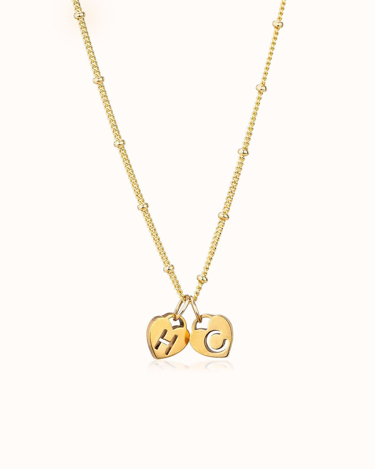 Necklace Two Heart Initial Necklace by G&M Gigi & Maple Two Heart Initial Necklace – Personalised in Gold, Silver or Vermeil – Gigi & Maple