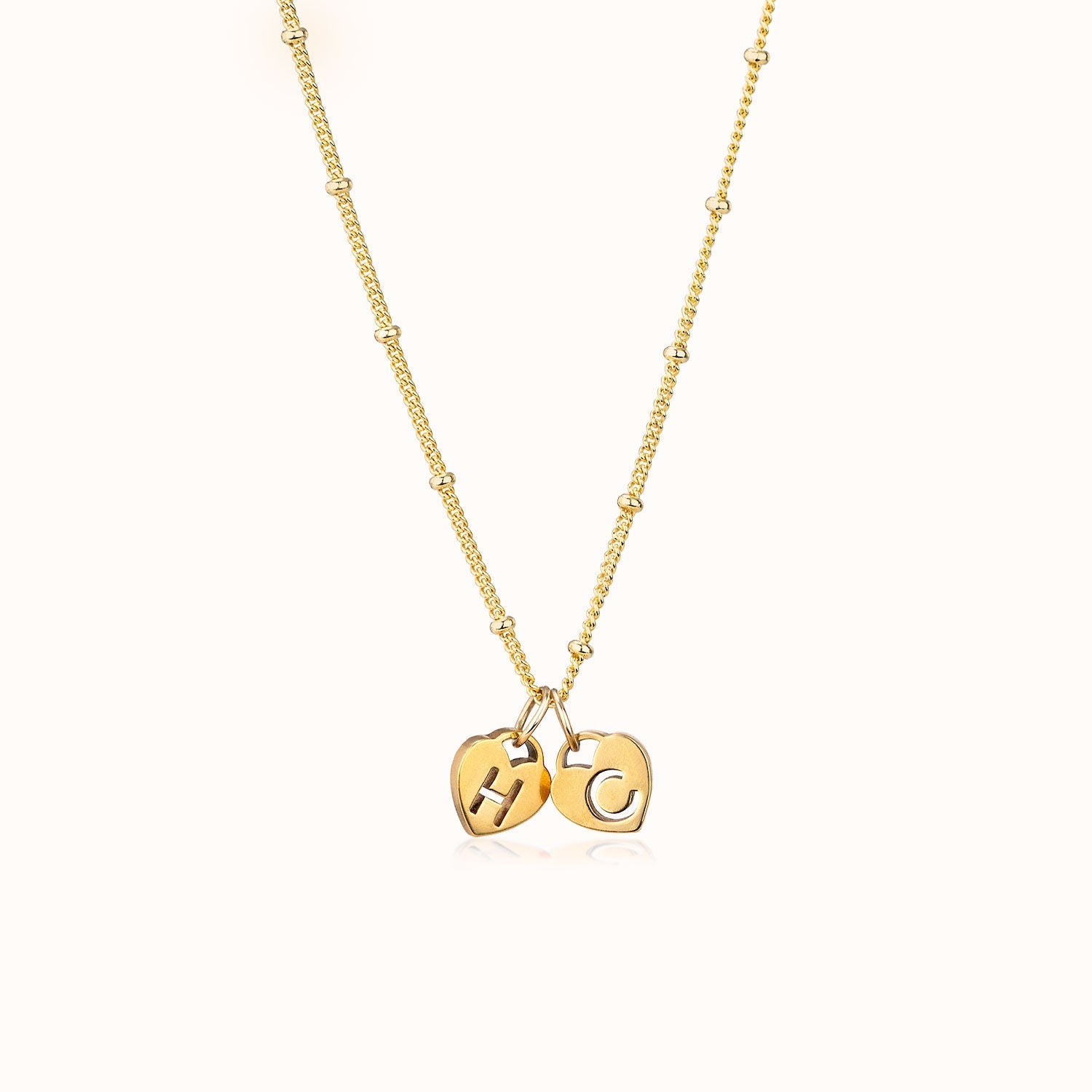 Necklace Two Heart Initial Necklace by G&M Gigi & Maple Two Heart Initial Necklace – Personalised in Gold, Silver or Vermeil – Gigi & Maple