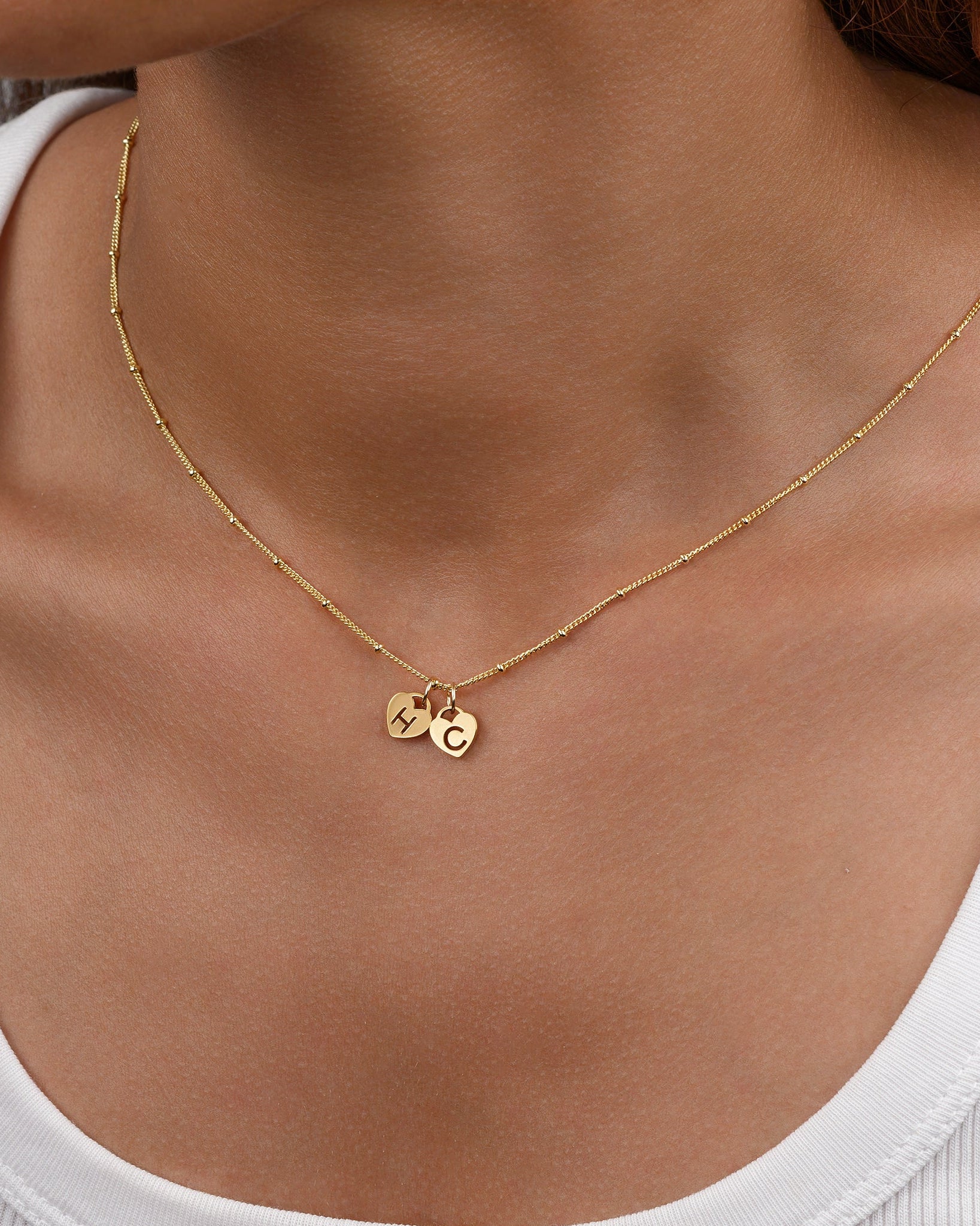 Necklace Two Heart Initial Necklace by G&M Gigi & Maple Two Heart Initial Necklace – Personalised in Gold, Silver or Vermeil – Gigi & Maple
