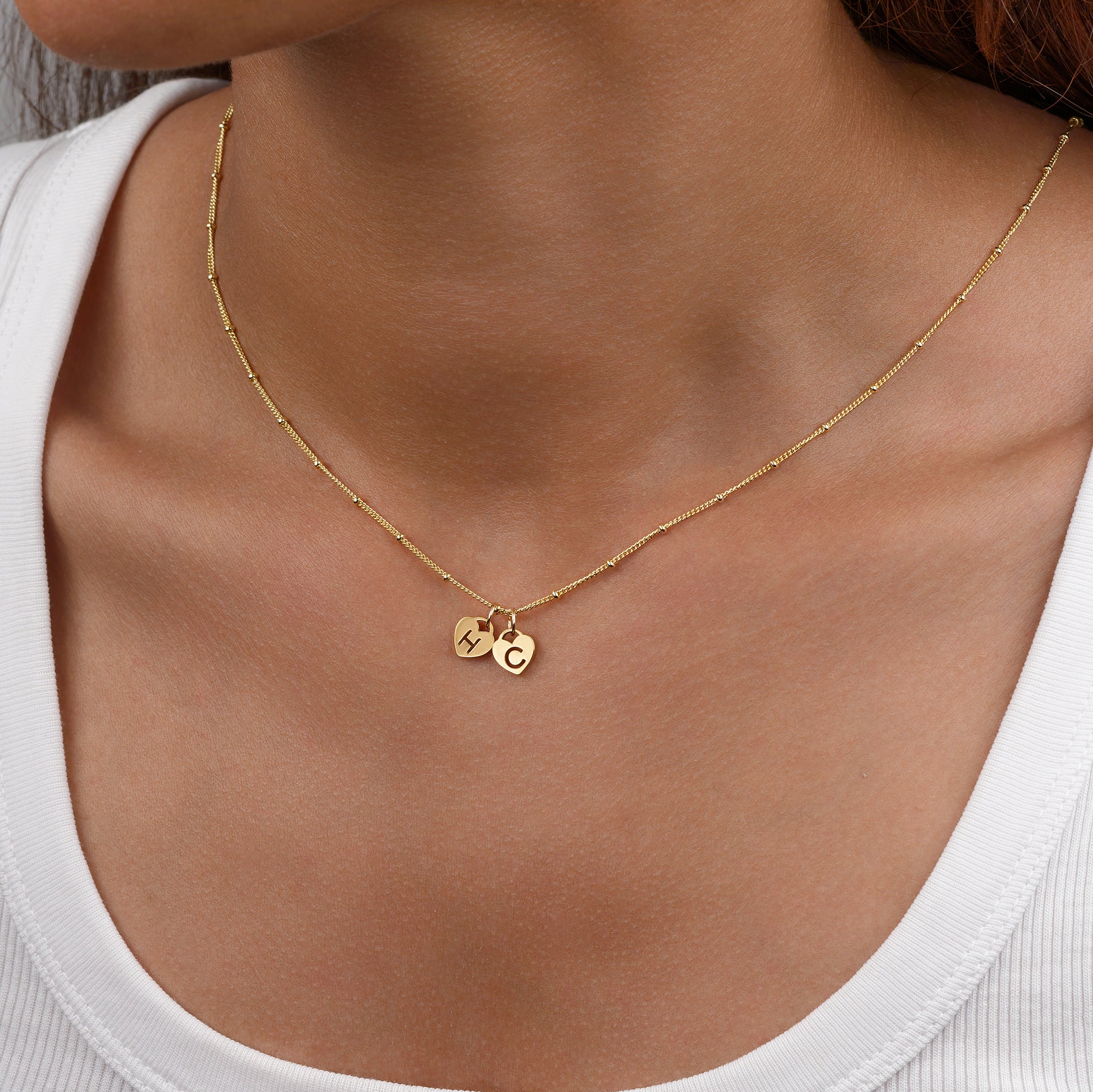 Necklace Two Heart Initial Necklace by G&M Gigi & Maple Two Heart Initial Necklace – Personalised in Gold, Silver or Vermeil – Gigi & Maple