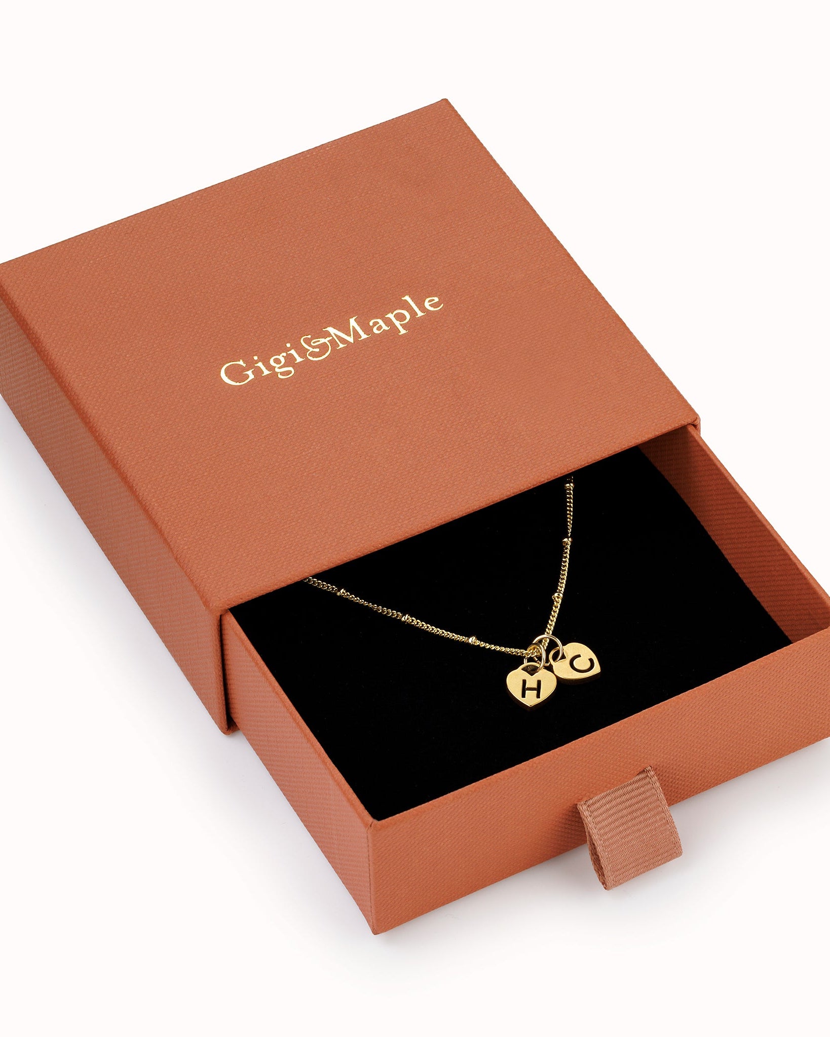 Necklace Two Heart Initial Necklace by G&M Gigi & Maple Two Heart Initial Necklace – Personalised in Gold, Silver or Vermeil – Gigi & Maple