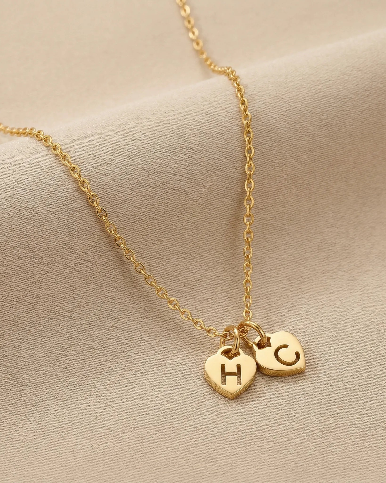 Necklace Two Heart Initial Necklace by G&M Gigi & Maple Two Heart Initial Necklace – Personalised in Gold, Silver or Vermeil – Gigi & Maple