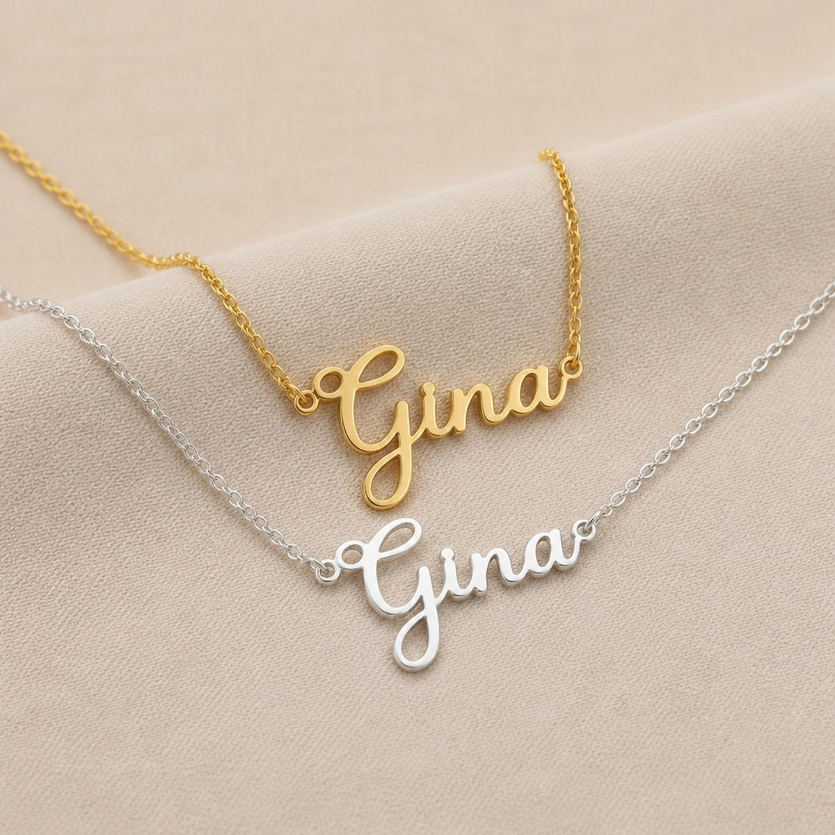 Gina Name Necklace | 18ct Gold, Silver & Vermeil | Ready to Ship