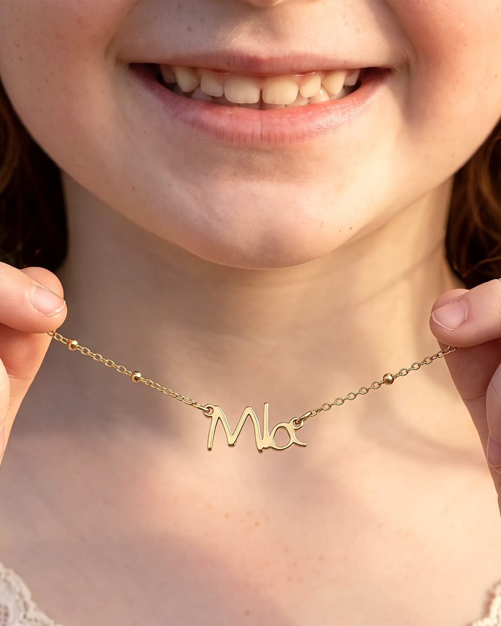 Kids Handwriting Necklace | Gold, Silver & Platinum