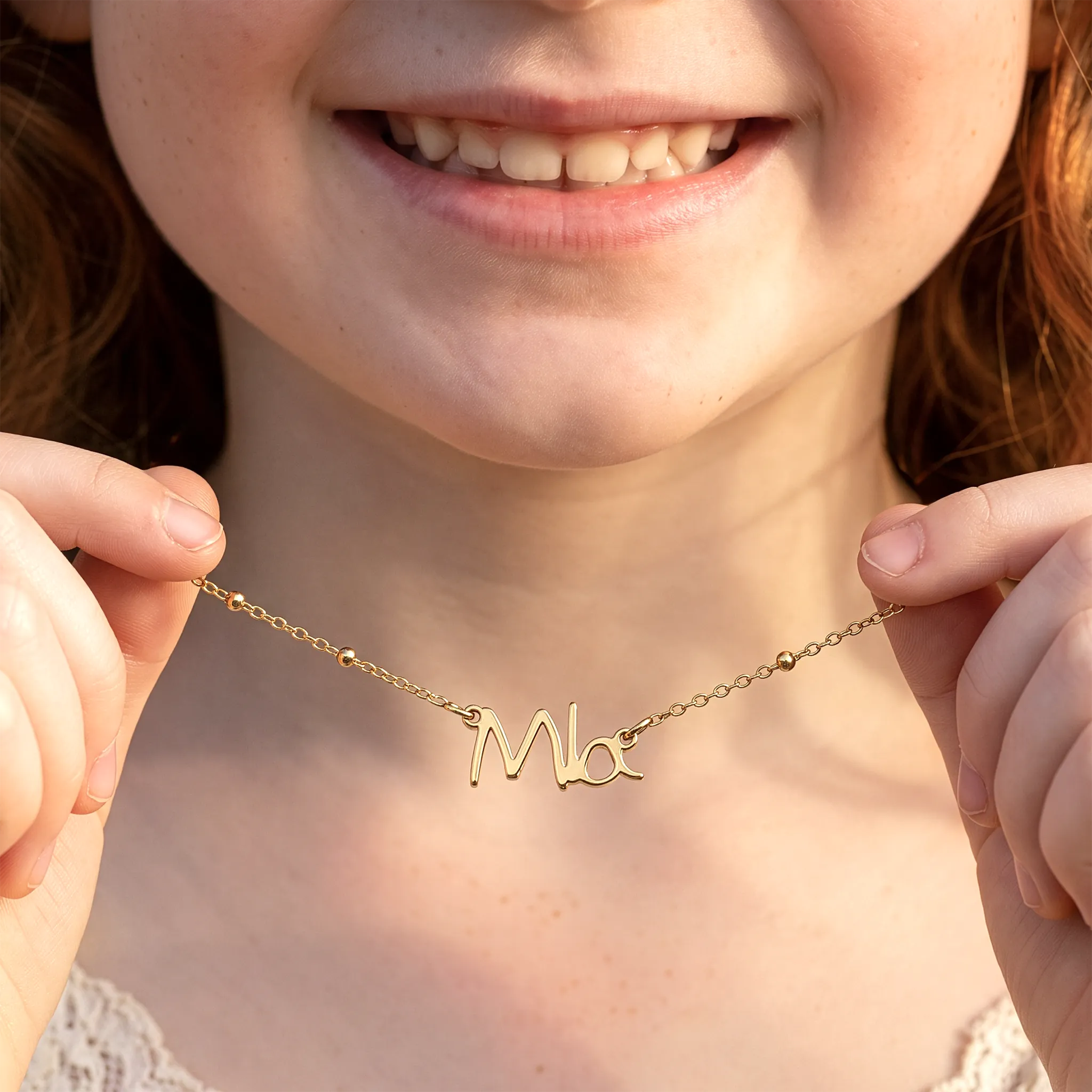 Kids Handwriting Necklace | Gold, Silver & Platinum