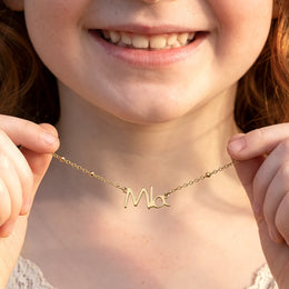 Kids Handwriting Necklace | Gold, Silver & Platinum