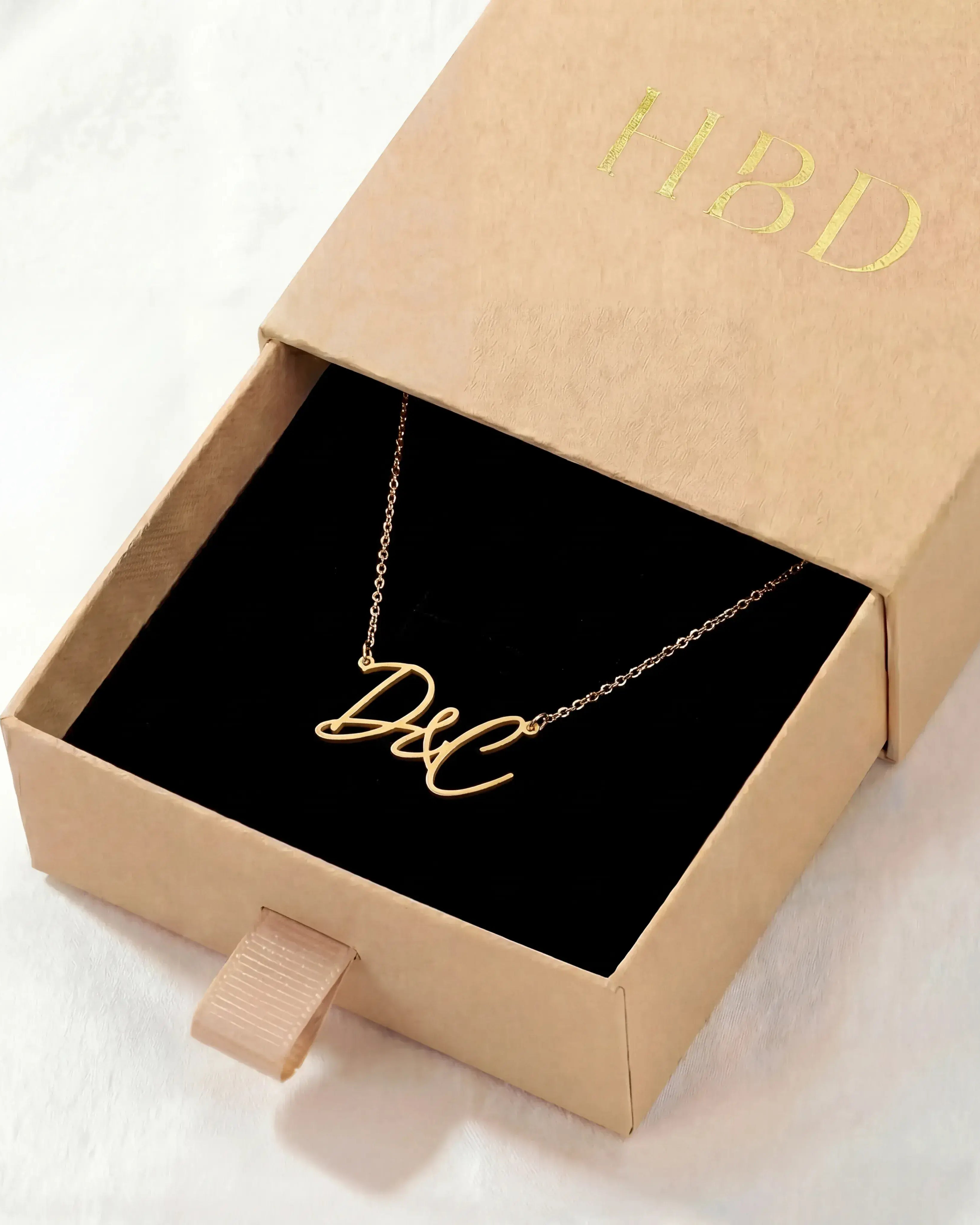 Personalised Double Initial Necklace with Ampersand – Gold & Silver