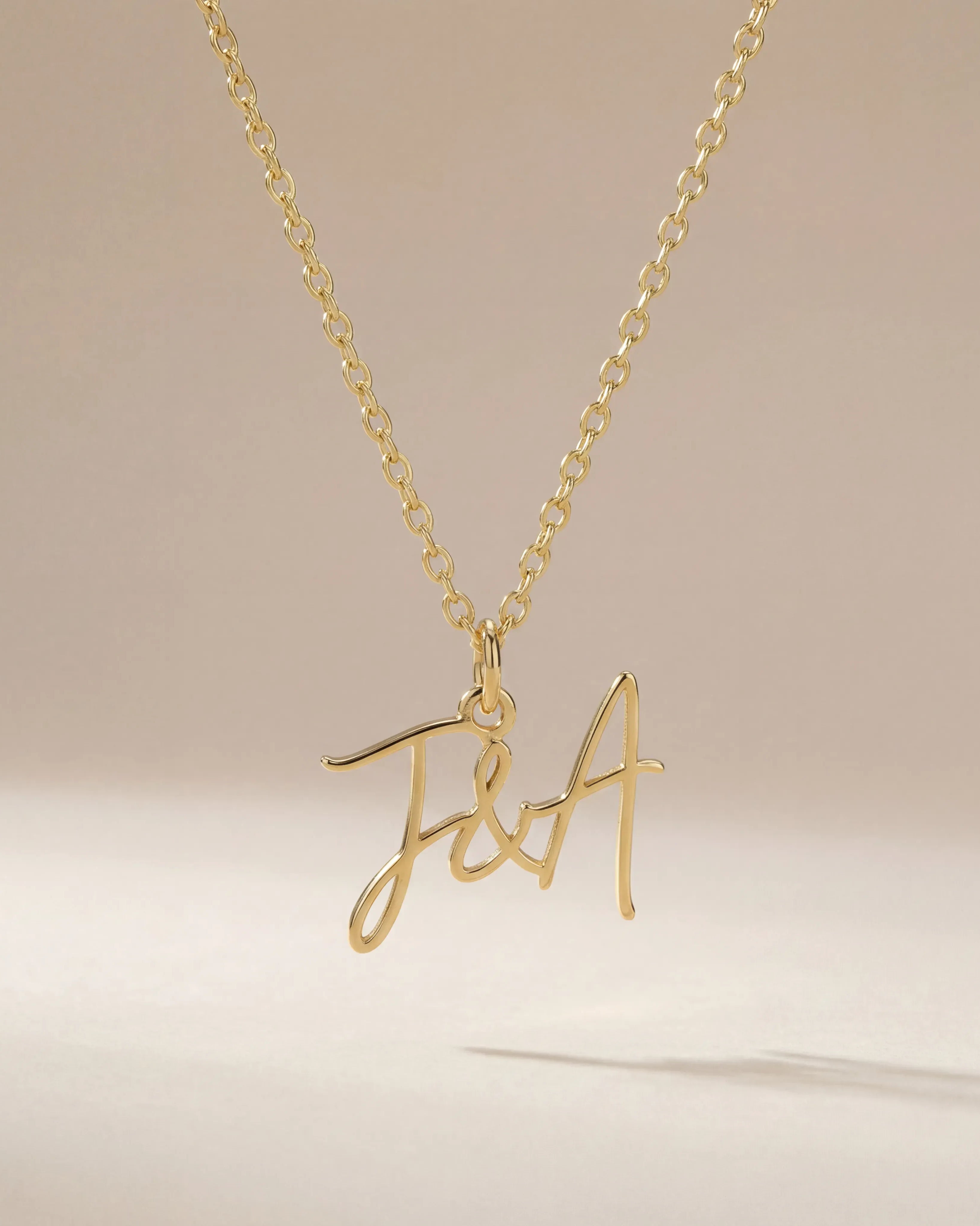 Personalised Double Initial Necklace with Ampersand – Gold & Silver