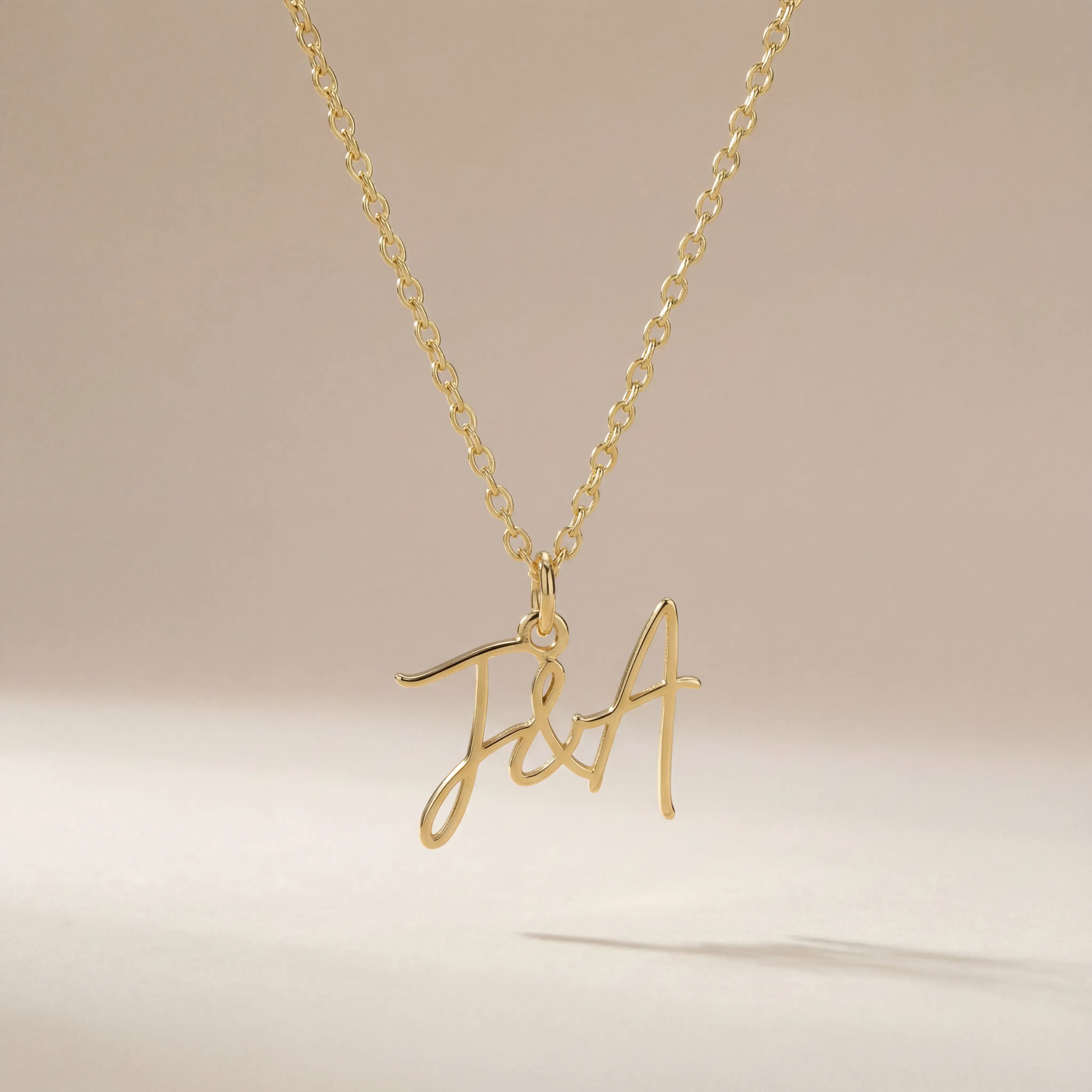 Personalised Double Initial Necklace with Ampersand – Gold & Silver
