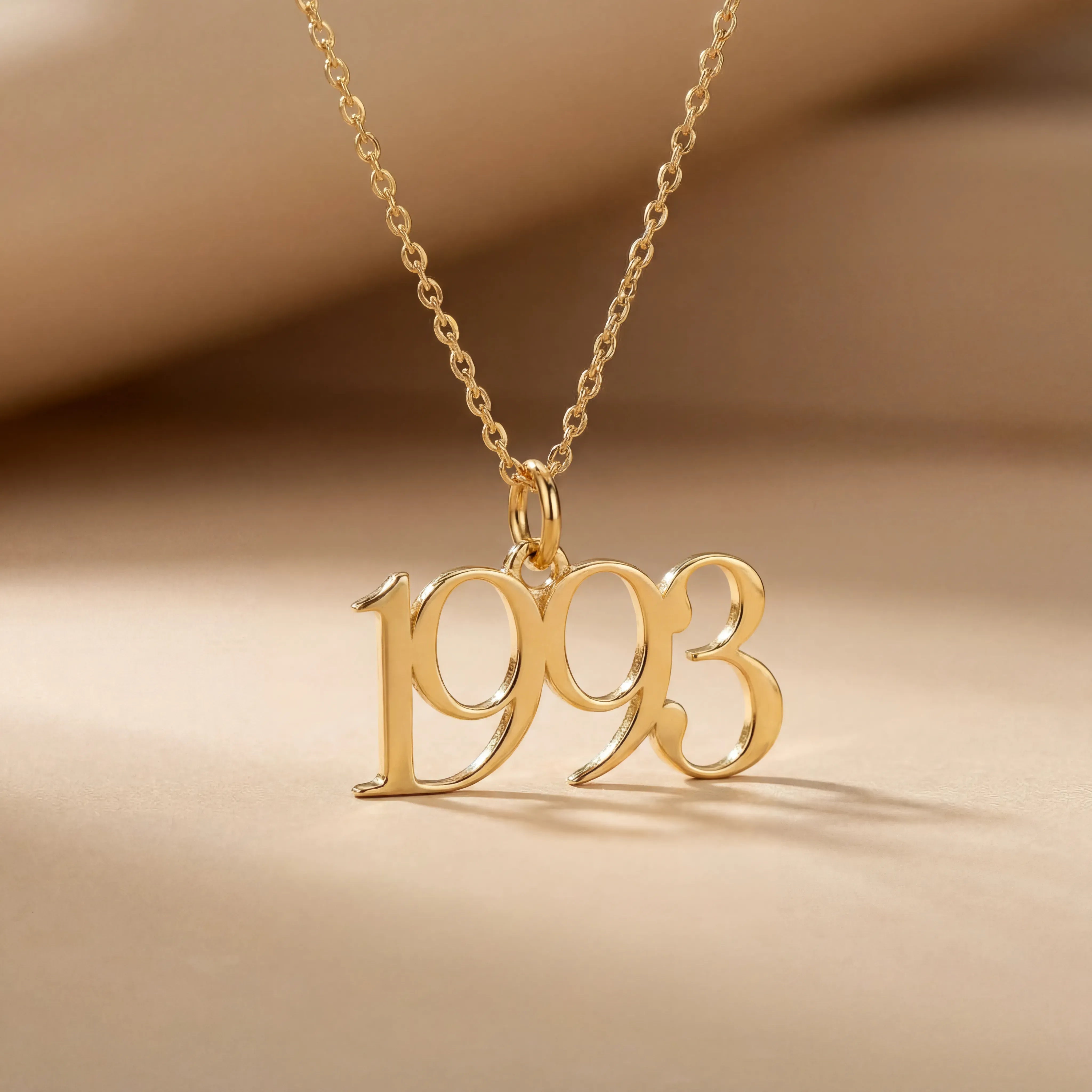 Gold Vermeil / Style 1 / 18" Inches Necklace Personalised Year Of Birth Necklace HBD 18ct Personalised Year Of Birth Necklace in Gold & Silver