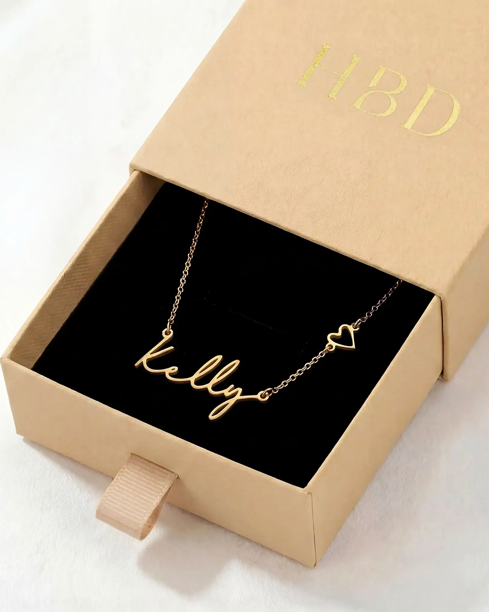 Personalised Name & Heart Necklace – Custom Gold, Silver & Vermeil Jewellery