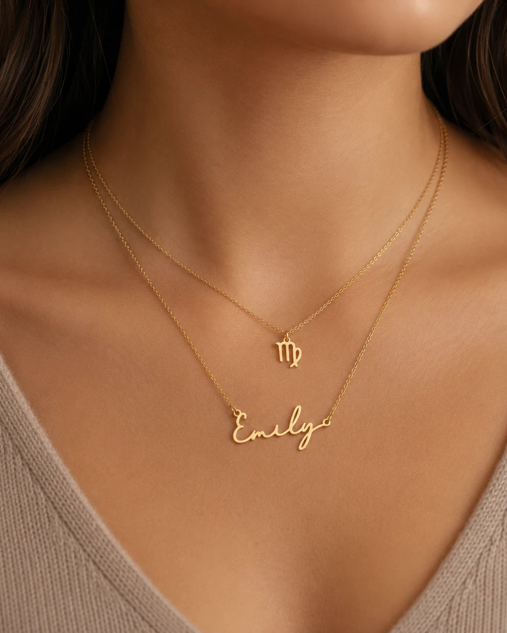 Personalised Name & Zodiac Necklace Set | Star Sign Jewellery | HBD