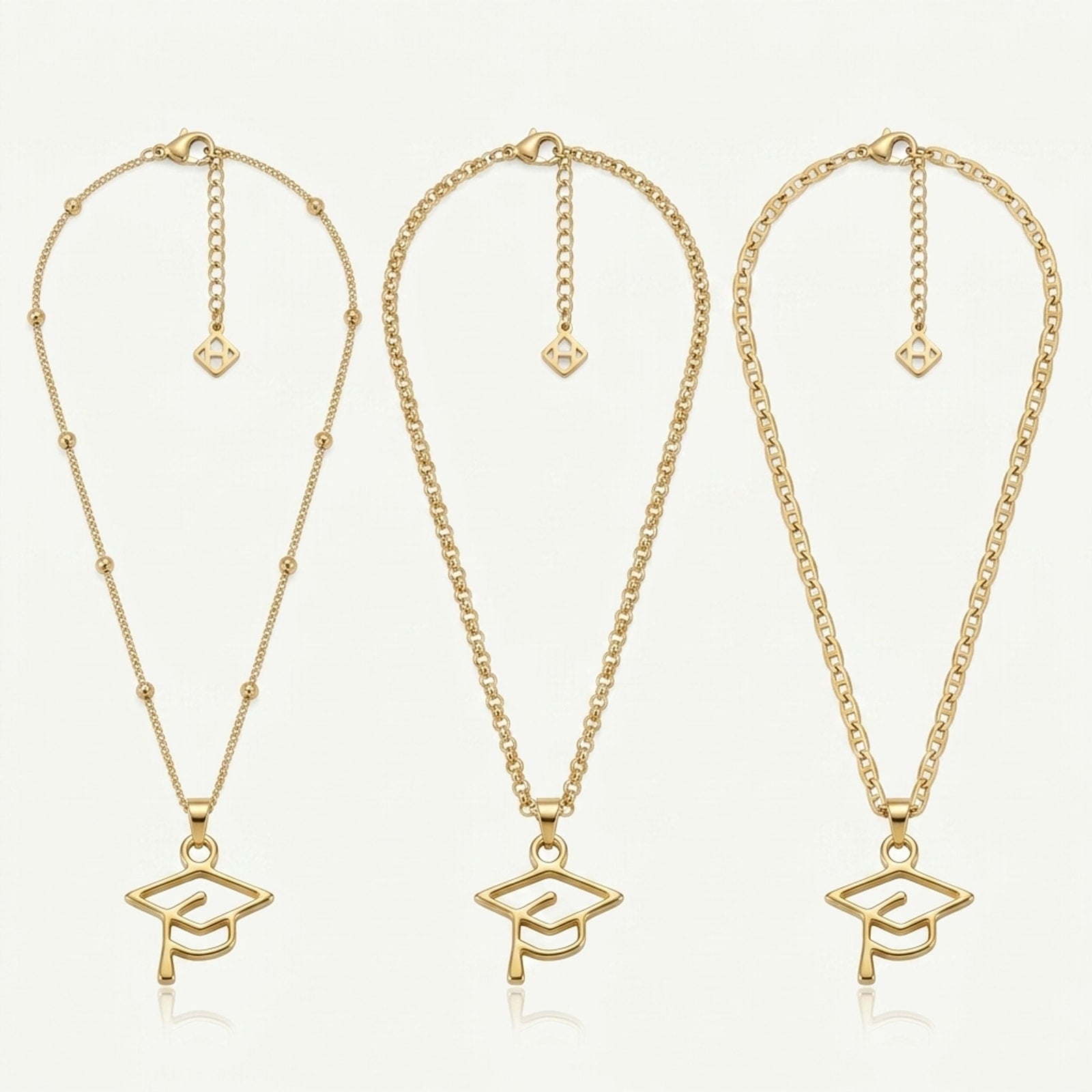 Graduation Cap Charm Necklace & Bracelet