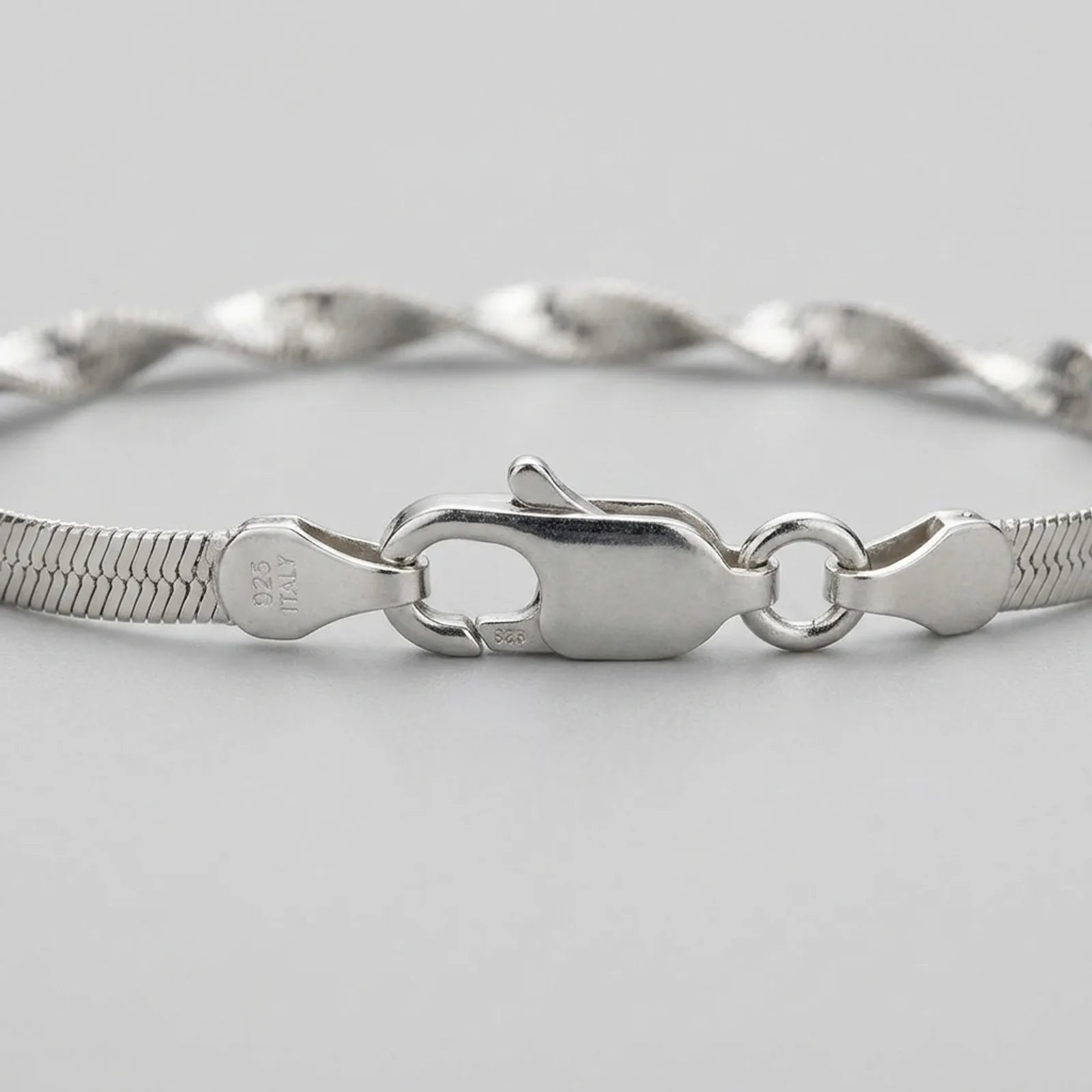 Grooved Herringbone Twist Bracelet in Gold or Silver