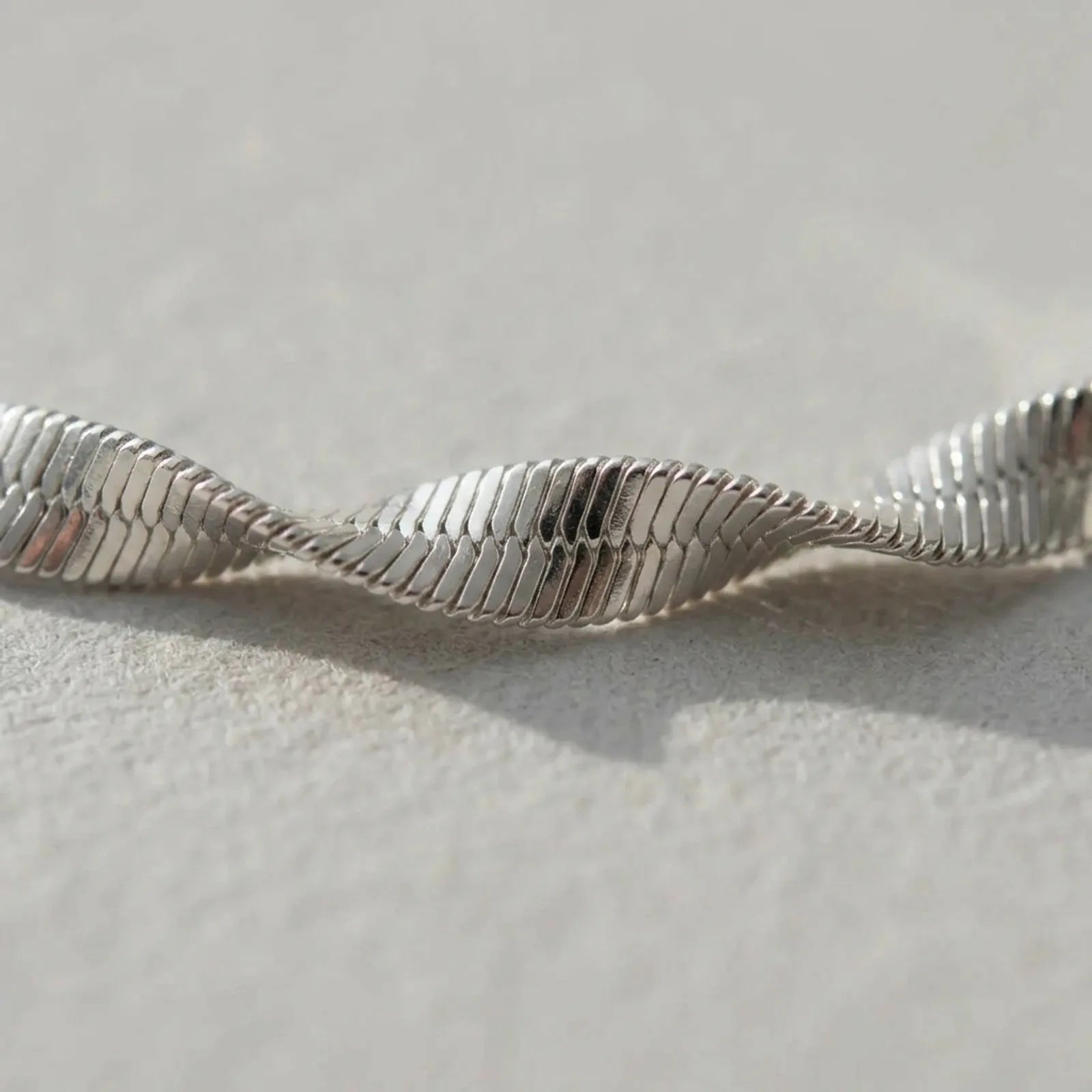 Grooved Herringbone Twist Bracelet in Gold or Silver