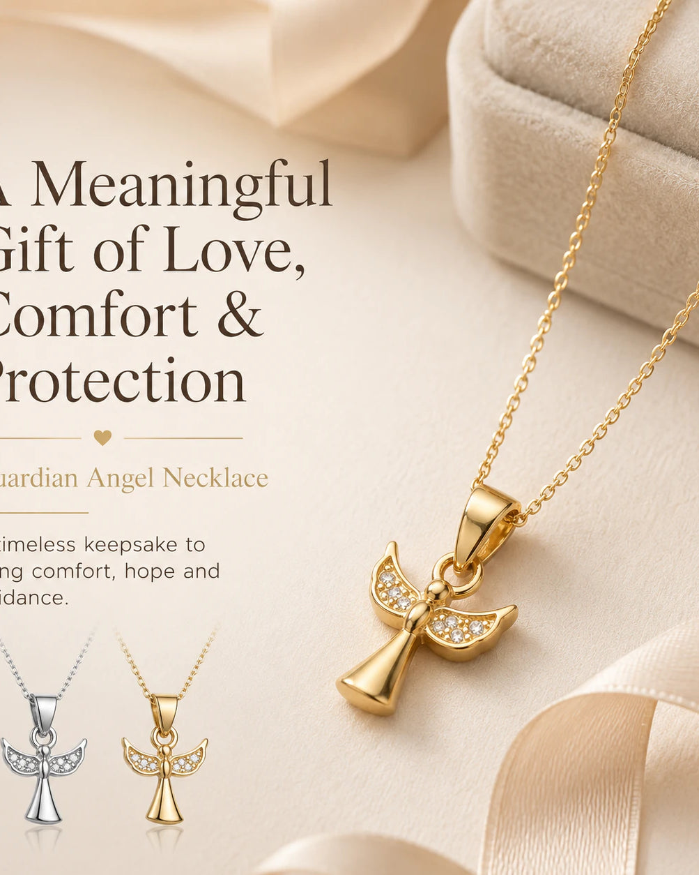 Guardian Angel Necklace in Gold or Sterling Silver