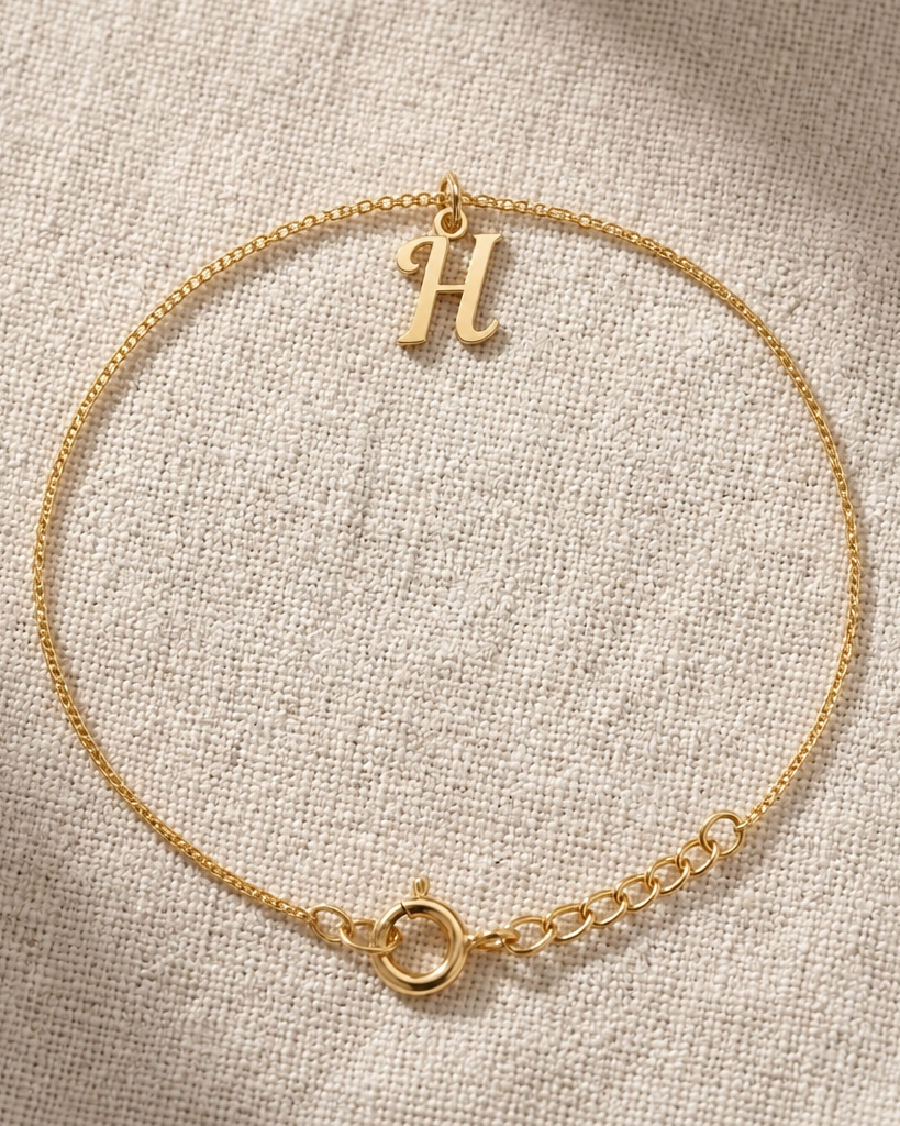 H Bracelet | Initial & Letter H Charm, Gold & Silver