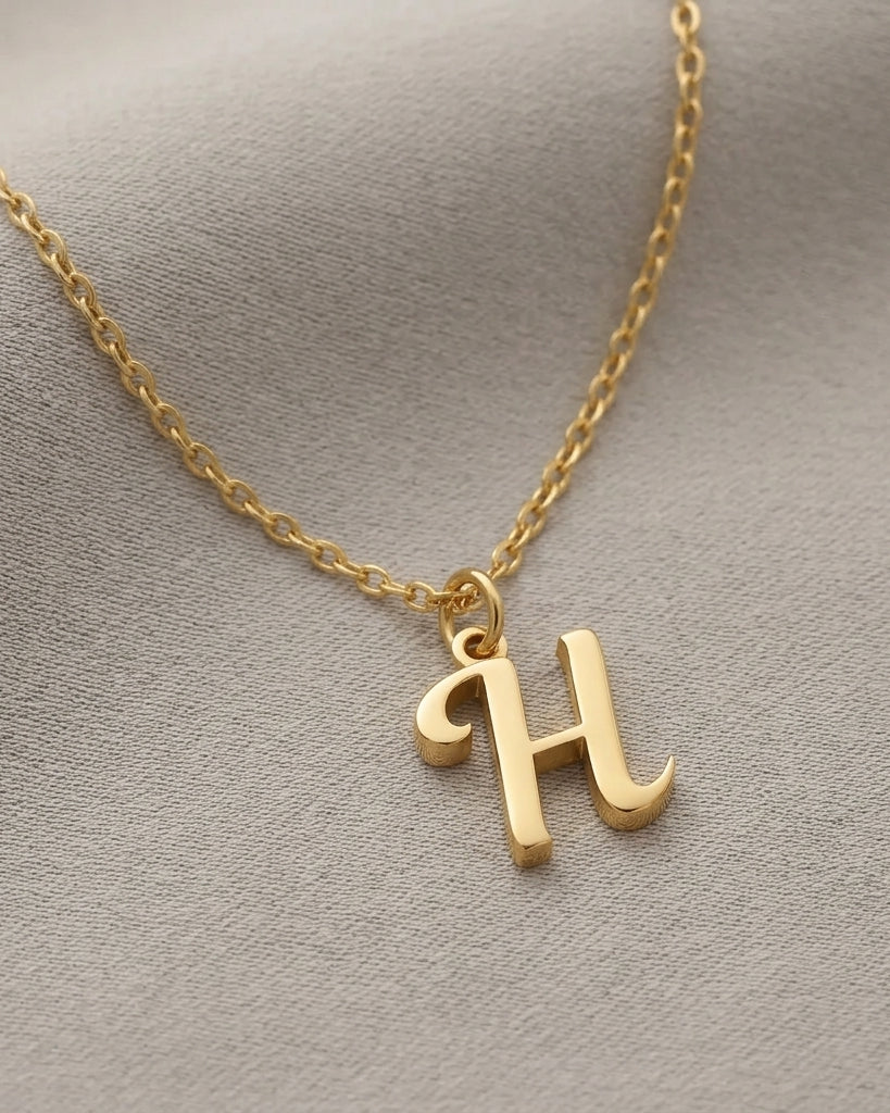 H Necklace | Initial & Letter H Pendant, Gold & Silver