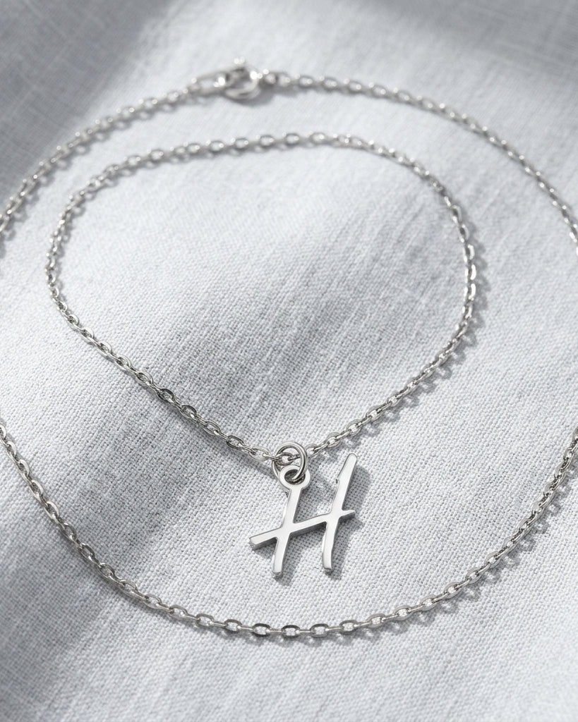 H Necklace | Initial & Letter H Pendant, Gold & Silver