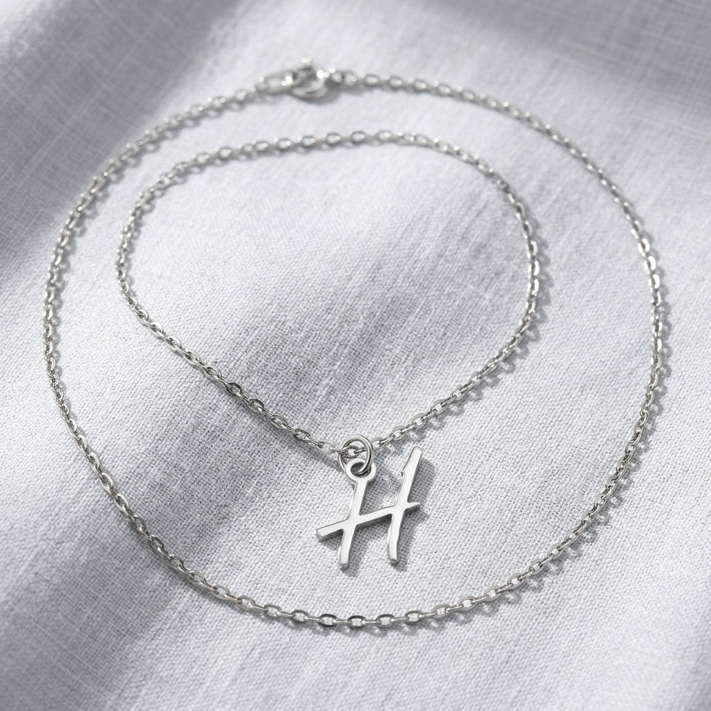 H Necklace | Initial & Letter H Pendant, Gold & Silver