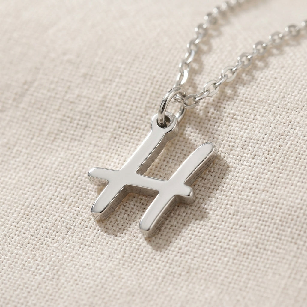 H Necklace | Initial & Letter H Pendant, Gold & Silver