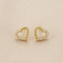 Half Twist Open Heart Stud Earrings