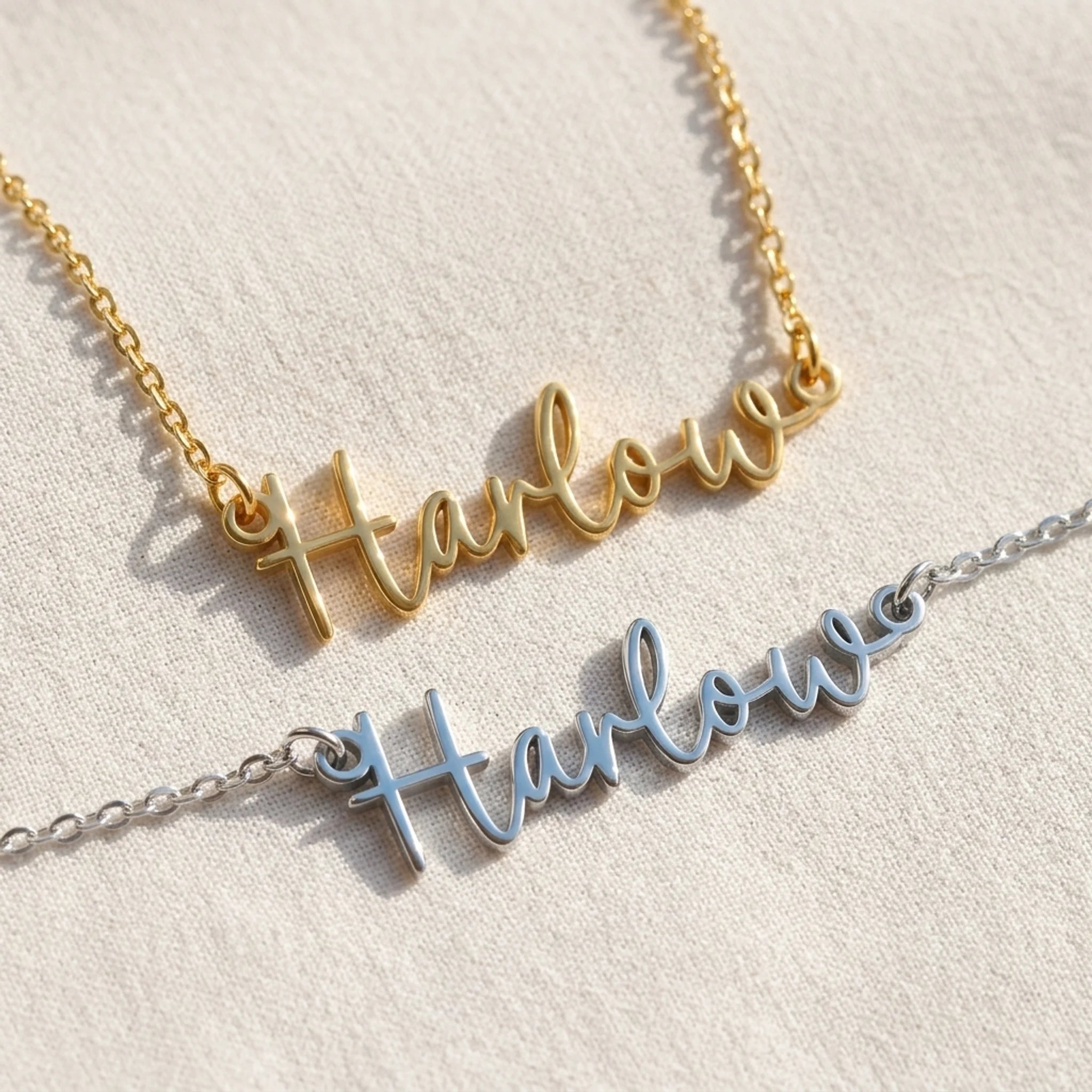 Harlow Name Necklace | 18ct Gold, Silver & Vermeil | Ready to Ship