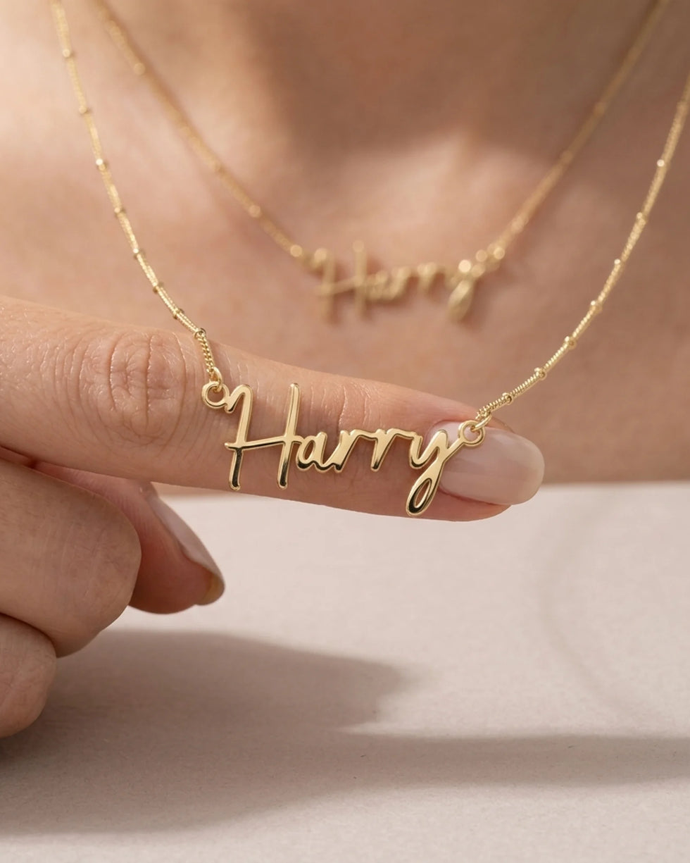 Harry Name Necklace | 18ct Gold, Silver & Vermeil | Ready to Ship