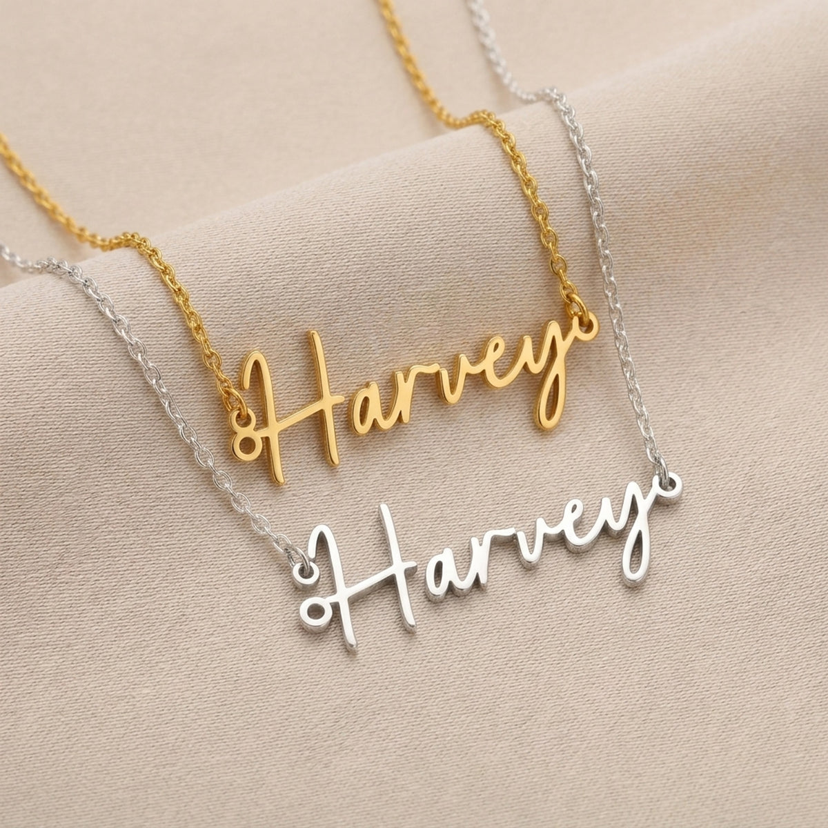 Harvey Name Necklace | 18ct Gold, Silver & Vermeil | Ready to Ship