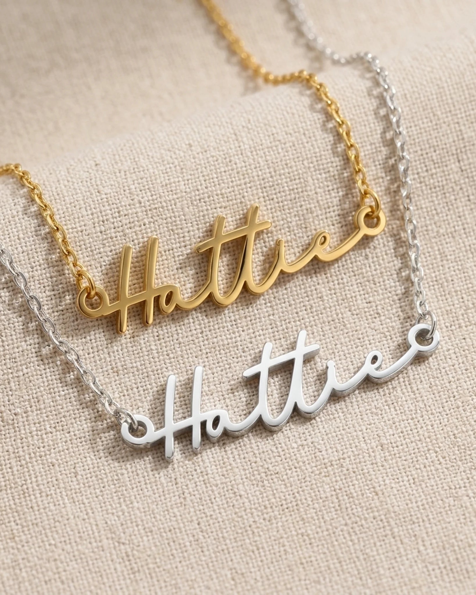Hattie Name Necklace | 18ct Gold, Silver & Vermeil | Ready to Ship