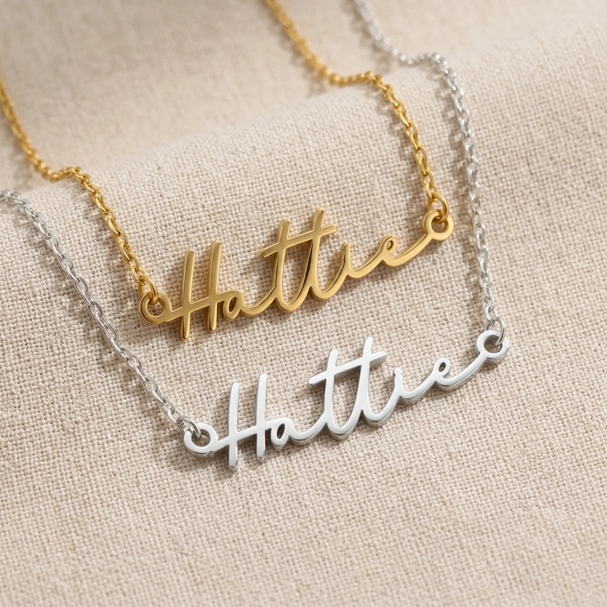Hattie Name Necklace | 18ct Gold, Silver & Vermeil | Ready to Ship